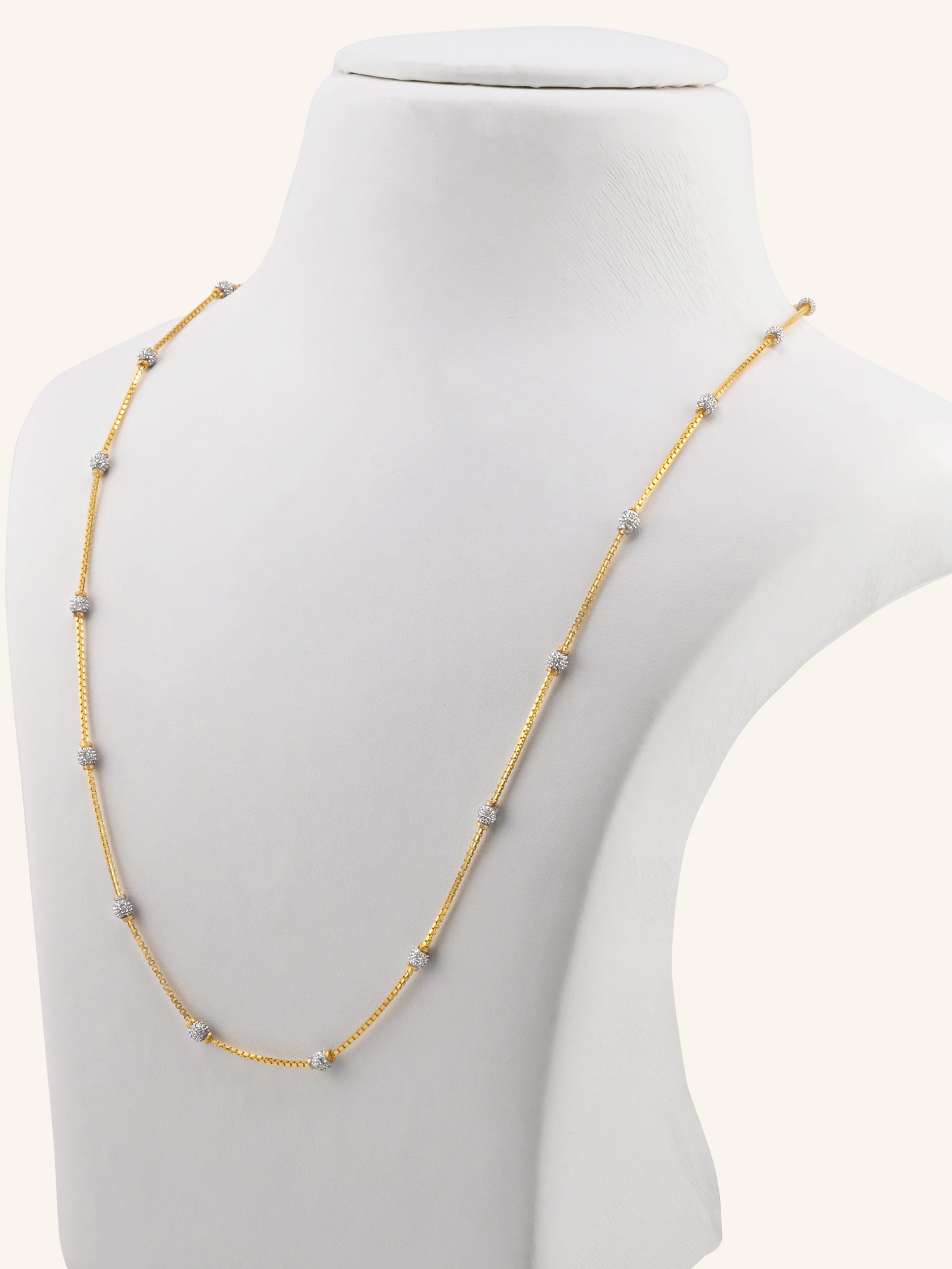 22ct Gold Two Tone Ball Chain - 50 cm