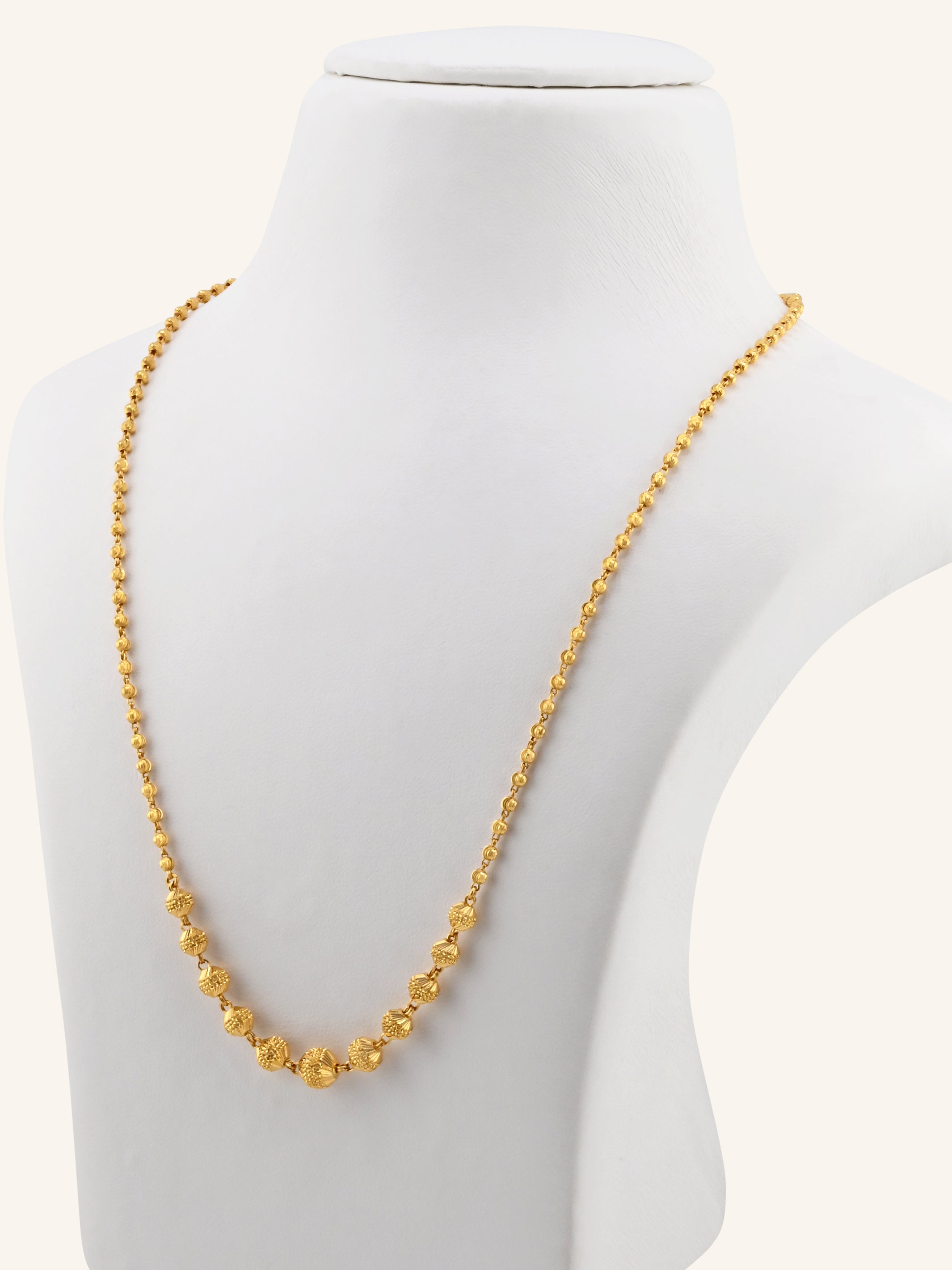 22ct Gold Ball Mala Fancy Chain