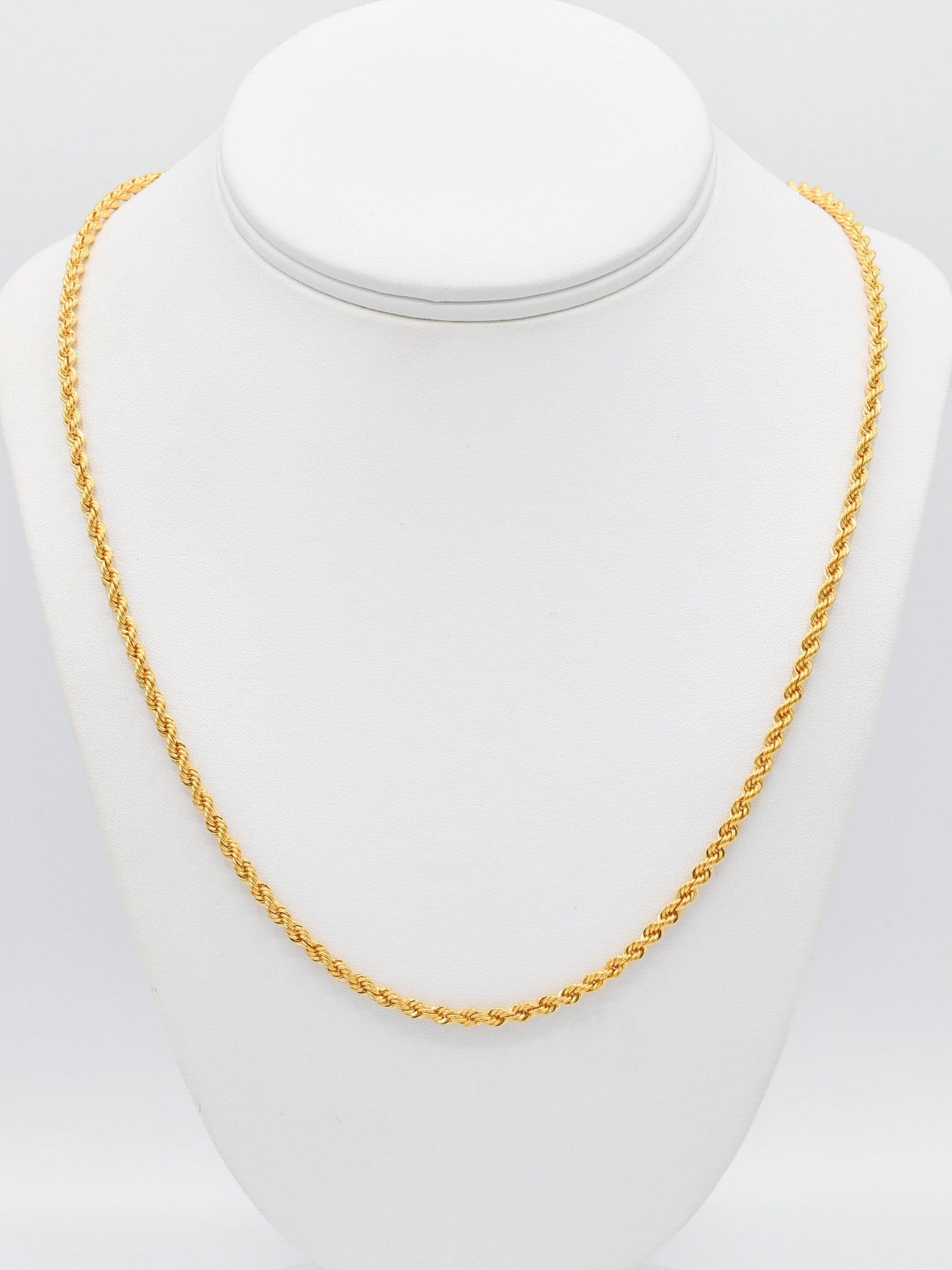 22ct Gold Hollow Rope Chain - 55 cm