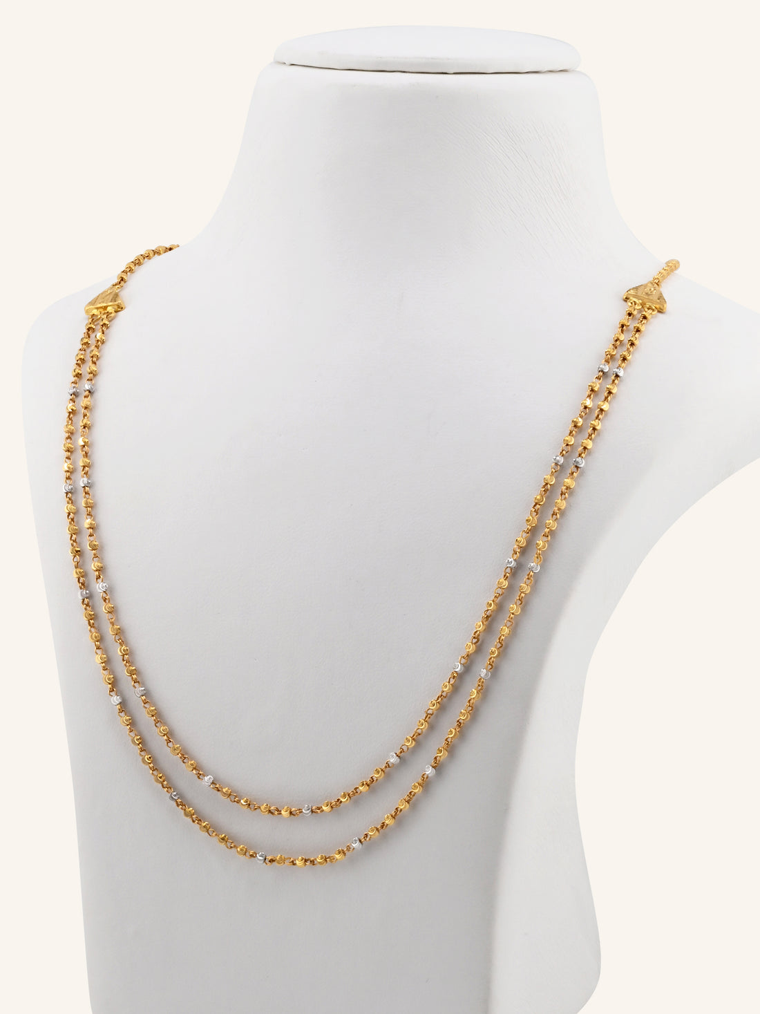 22ct Gold Two Layer Two Tone Ball Chain