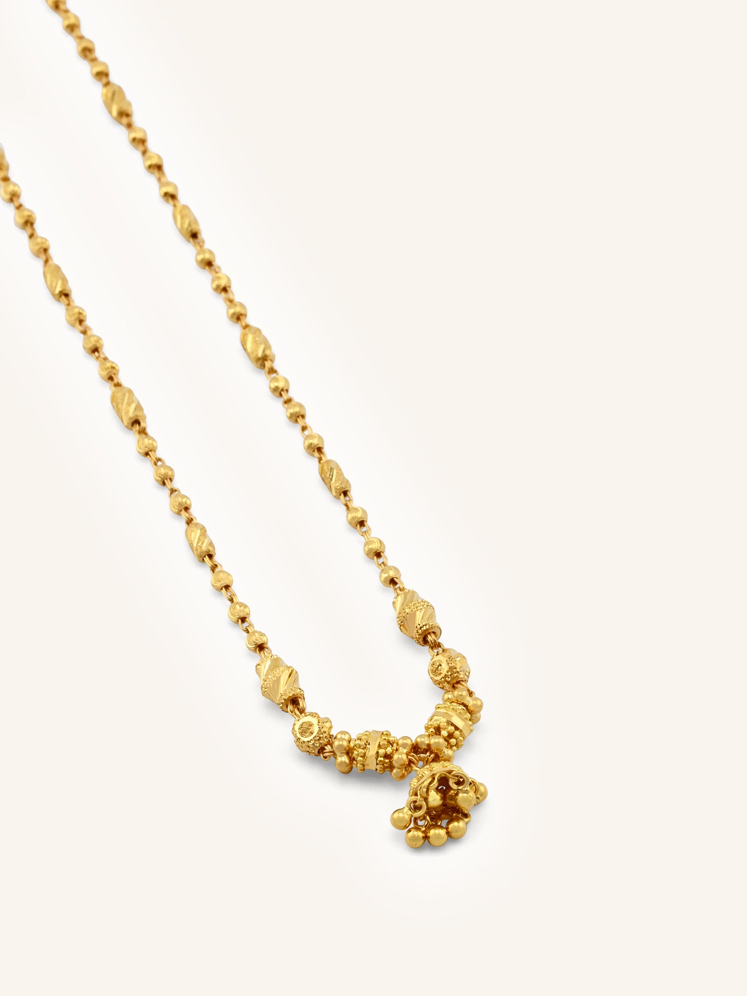 22ct Gold Jhumki Ball Mala Fancy Chain