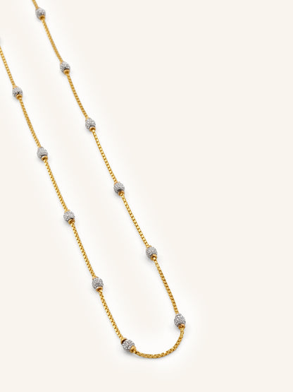 22ct Gold Two Tone Ball Chain - 50 cm