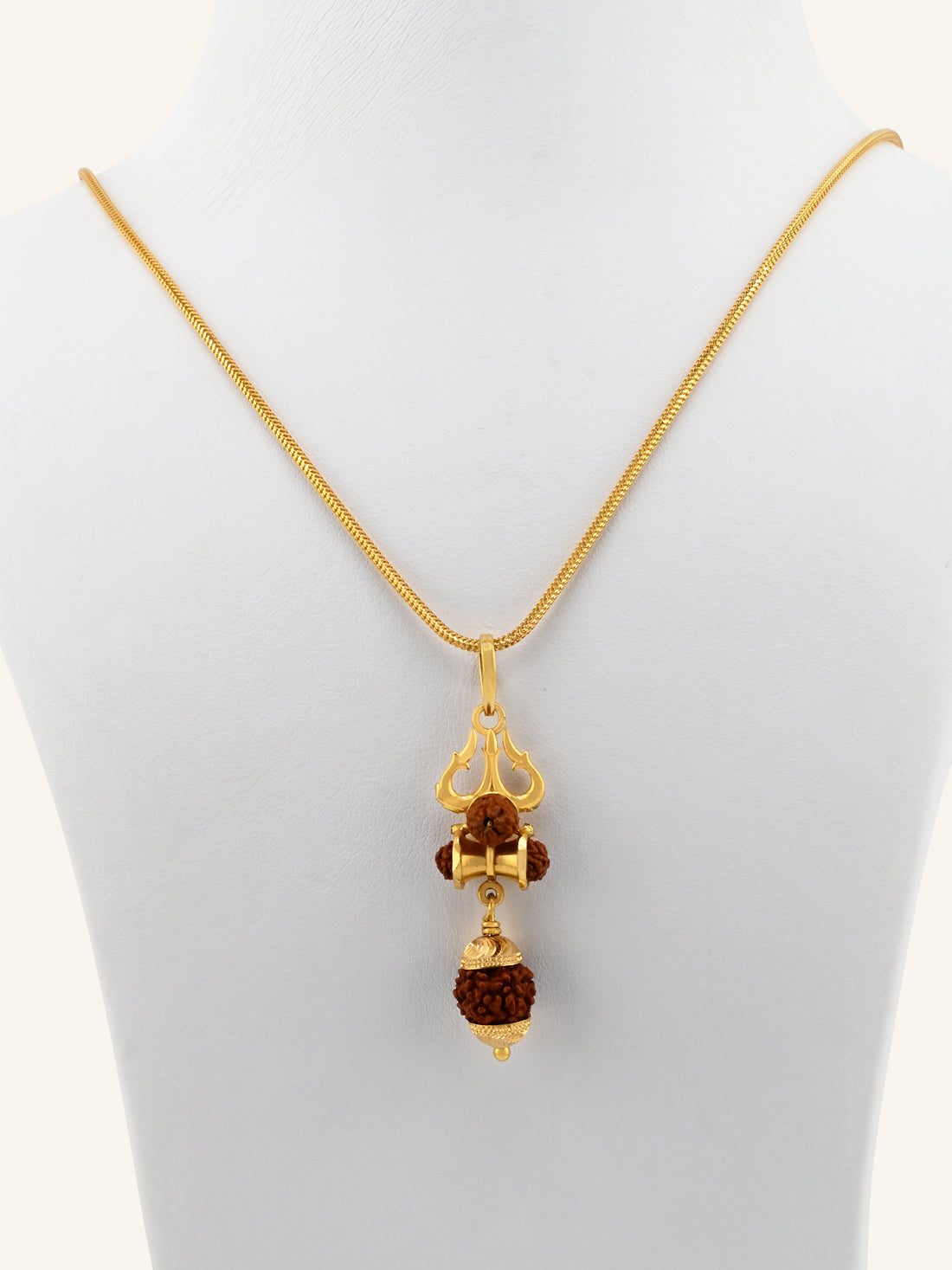 22ct Gold Shiv Trishul &amp; Damru Rudraksh Pendant