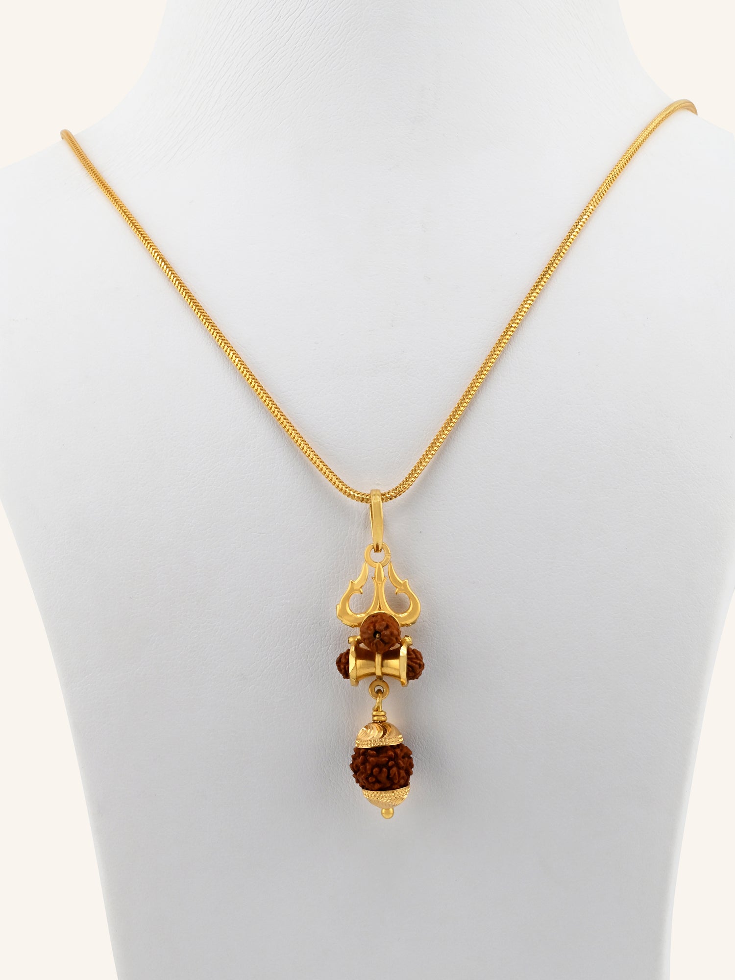 22ct Gold Shiv Trishul &amp; Damru Rudraksh Pendant