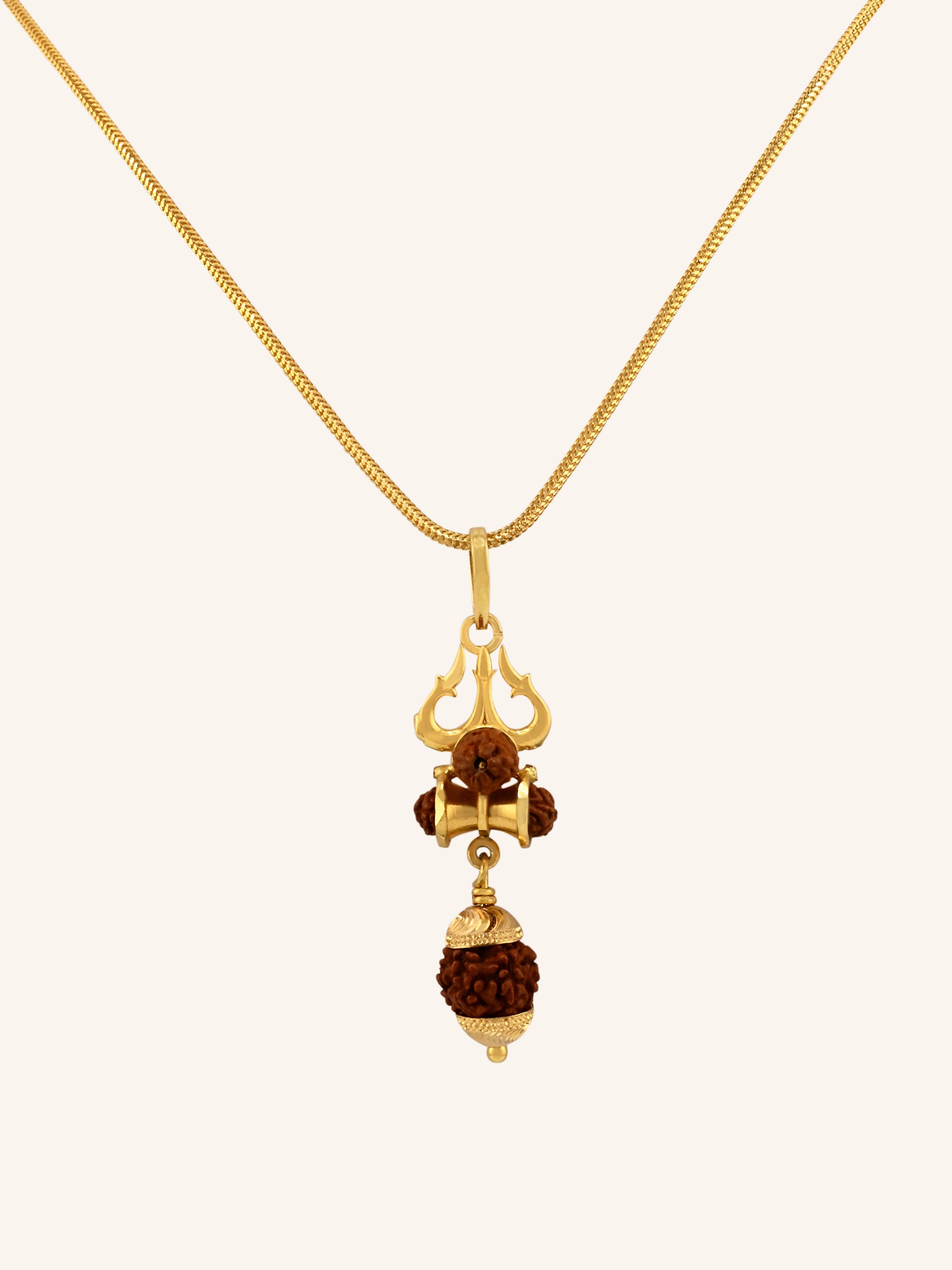 22ct Gold Shiv Trishul &amp; Damru Rudraksh Pendant