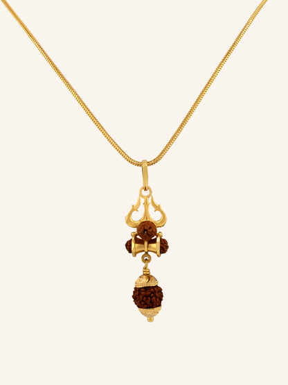 22ct Gold Shiv Trishul &amp; Damru Rudraksh Pendant