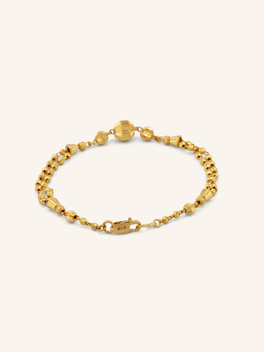 22ct Gold Two Row Ball Bracelet