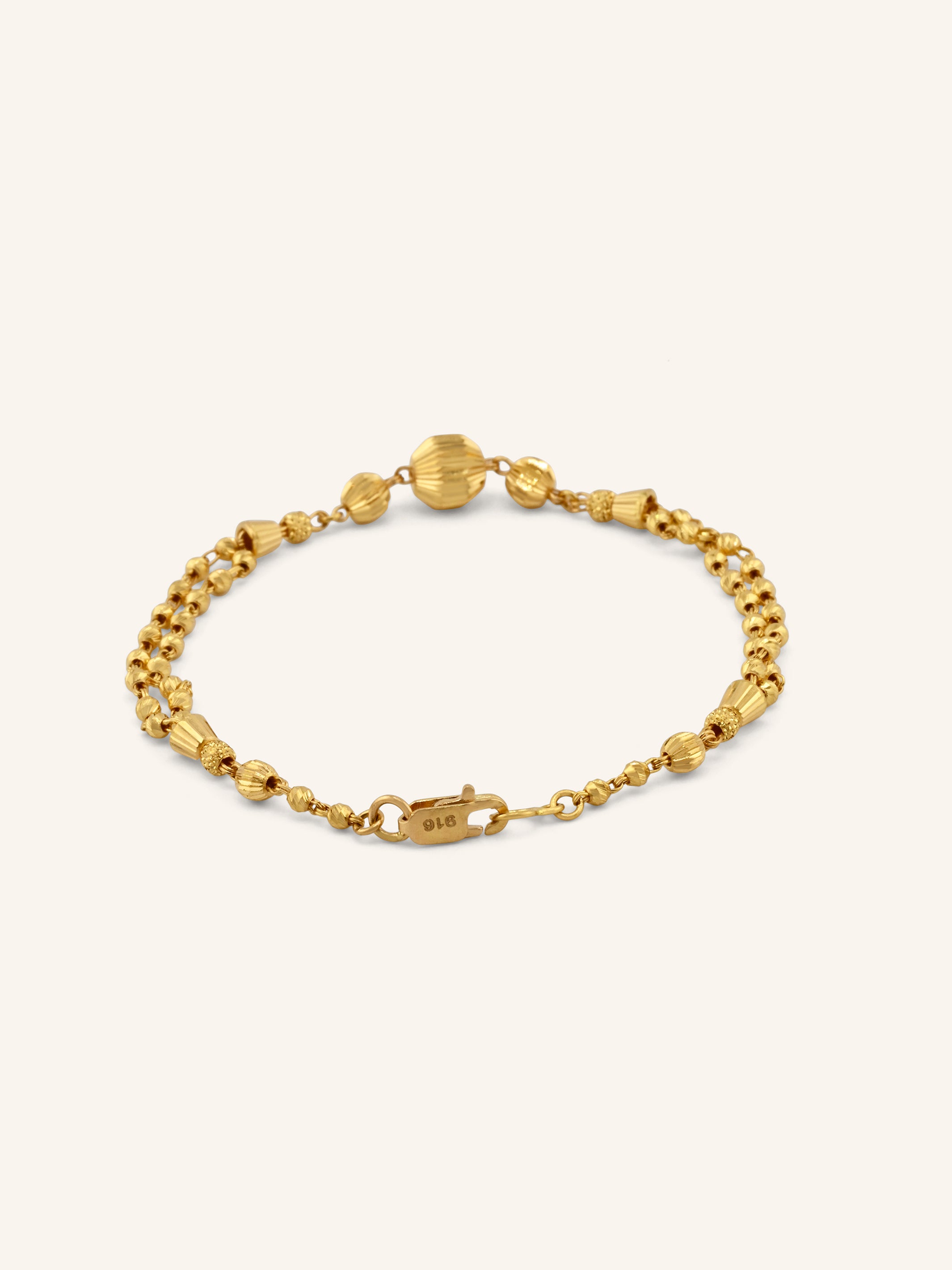 22ct Gold Two Row Ball Bracelet