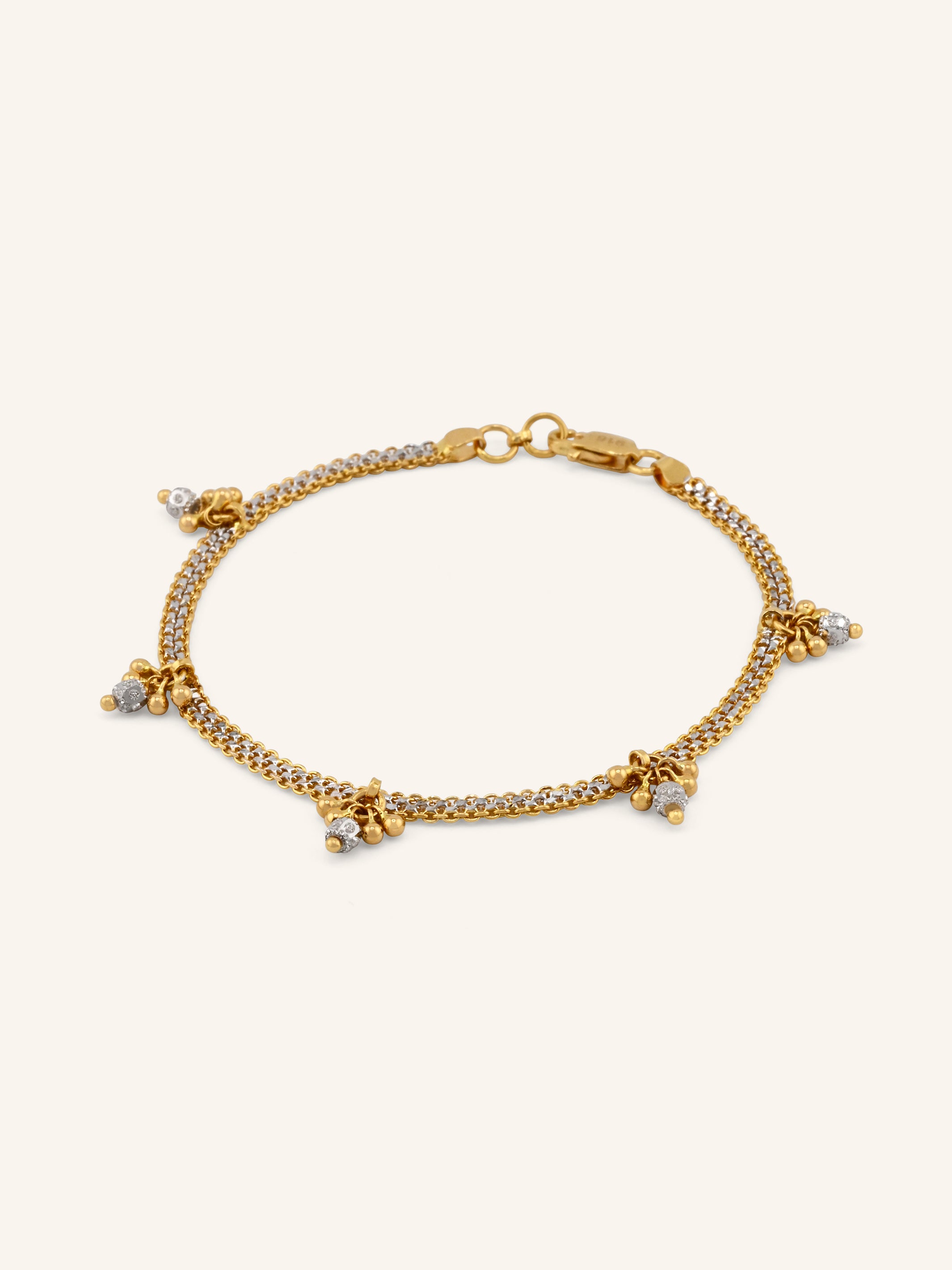 22ct Gold Two Tone Charms Bracelet