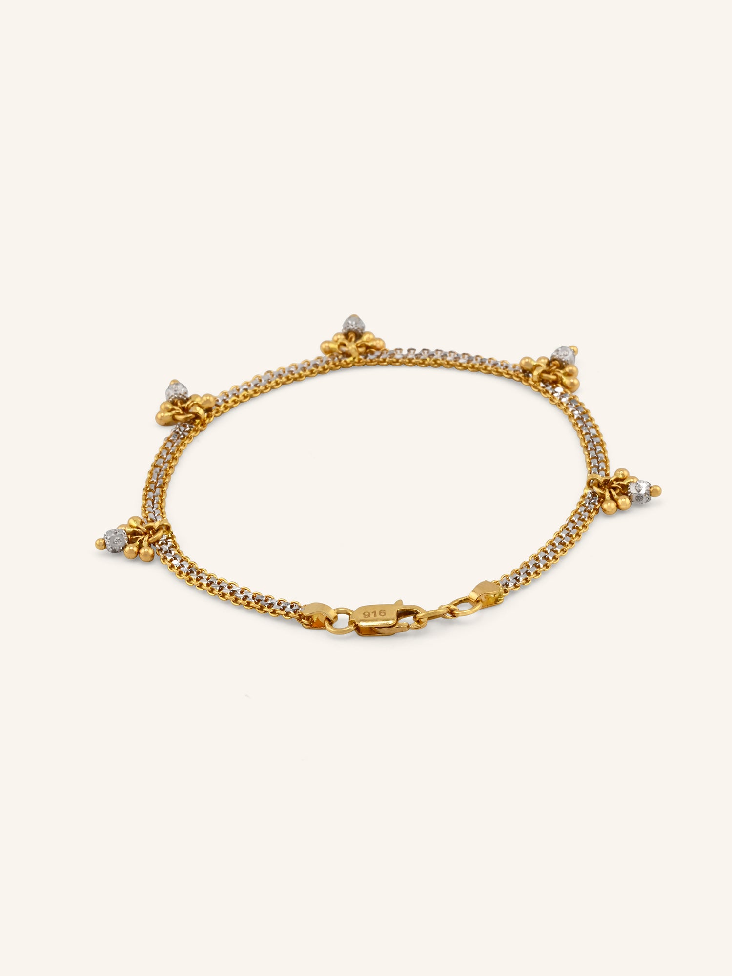 22ct Gold Two Tone Charms Bracelet