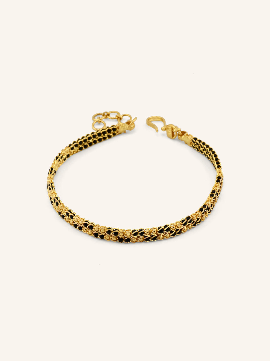 22ct Gold 2 Row Black Beads Bracelet
