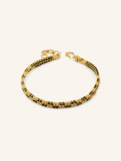 22ct Gold 2 Row Black Beads Bracelet