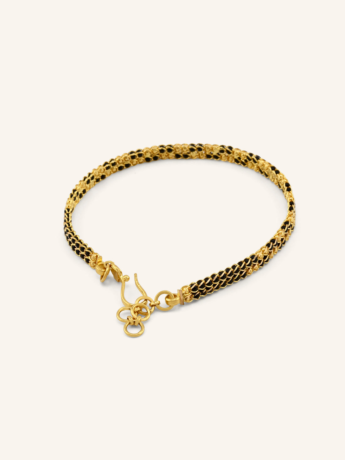 22ct Gold 2 Row Black Beads Bracelet