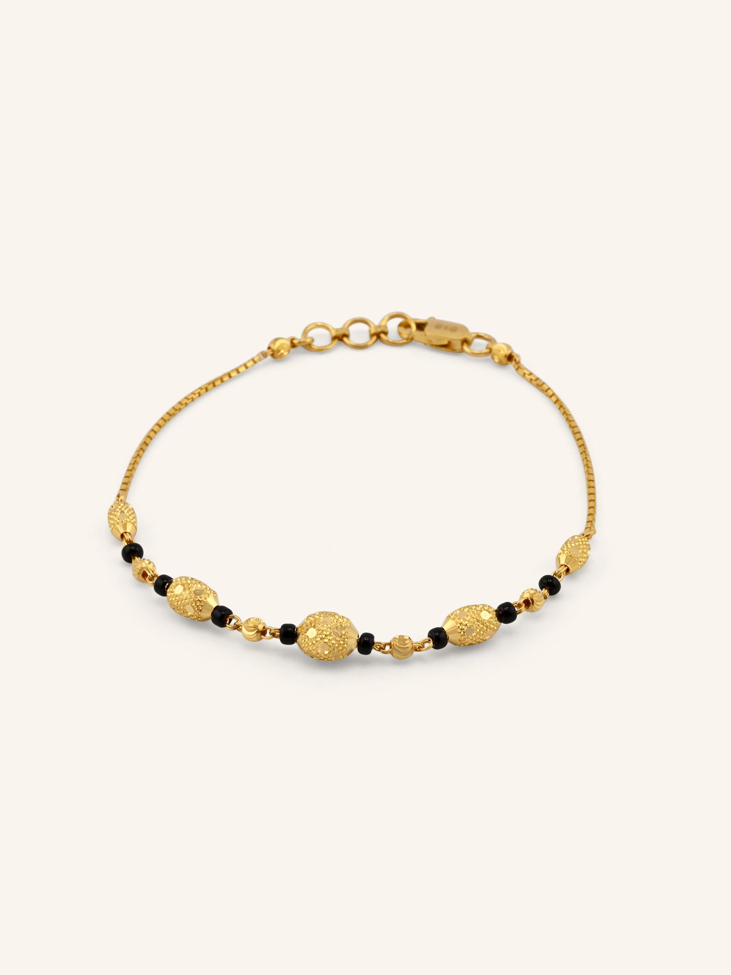 22ct Gold Black Beads Ball Bracelet