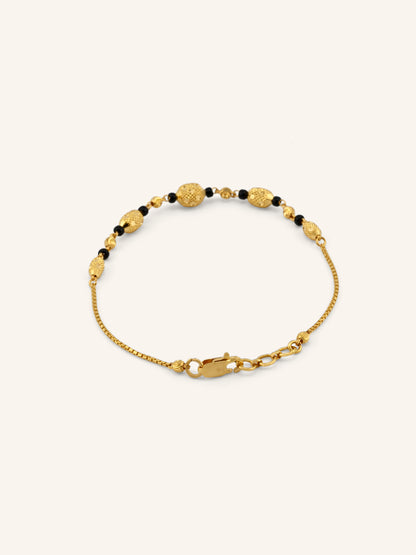 22ct Gold Black Beads Ball Bracelet