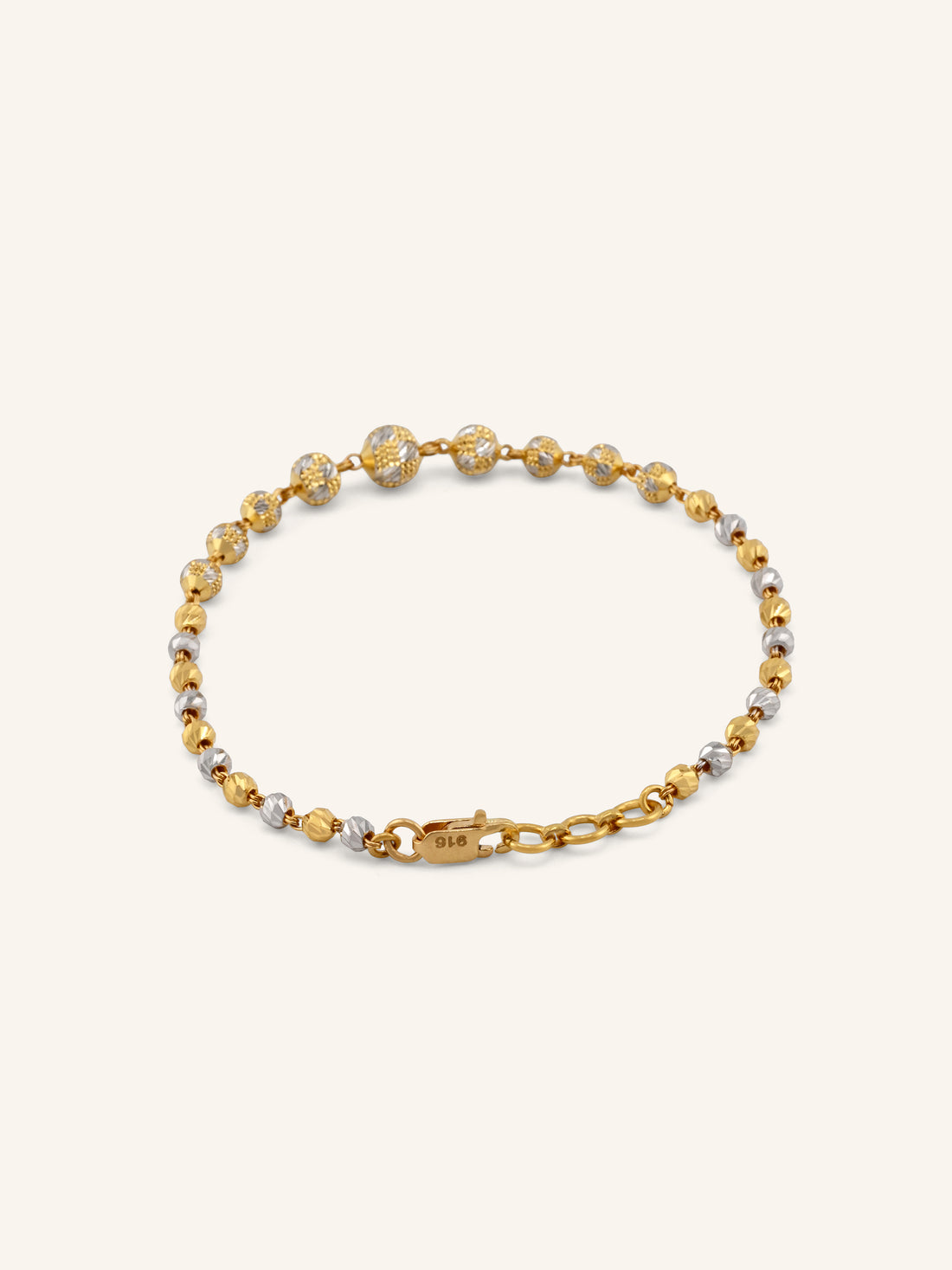 22ct Gold Two Tone Ball Bracelet