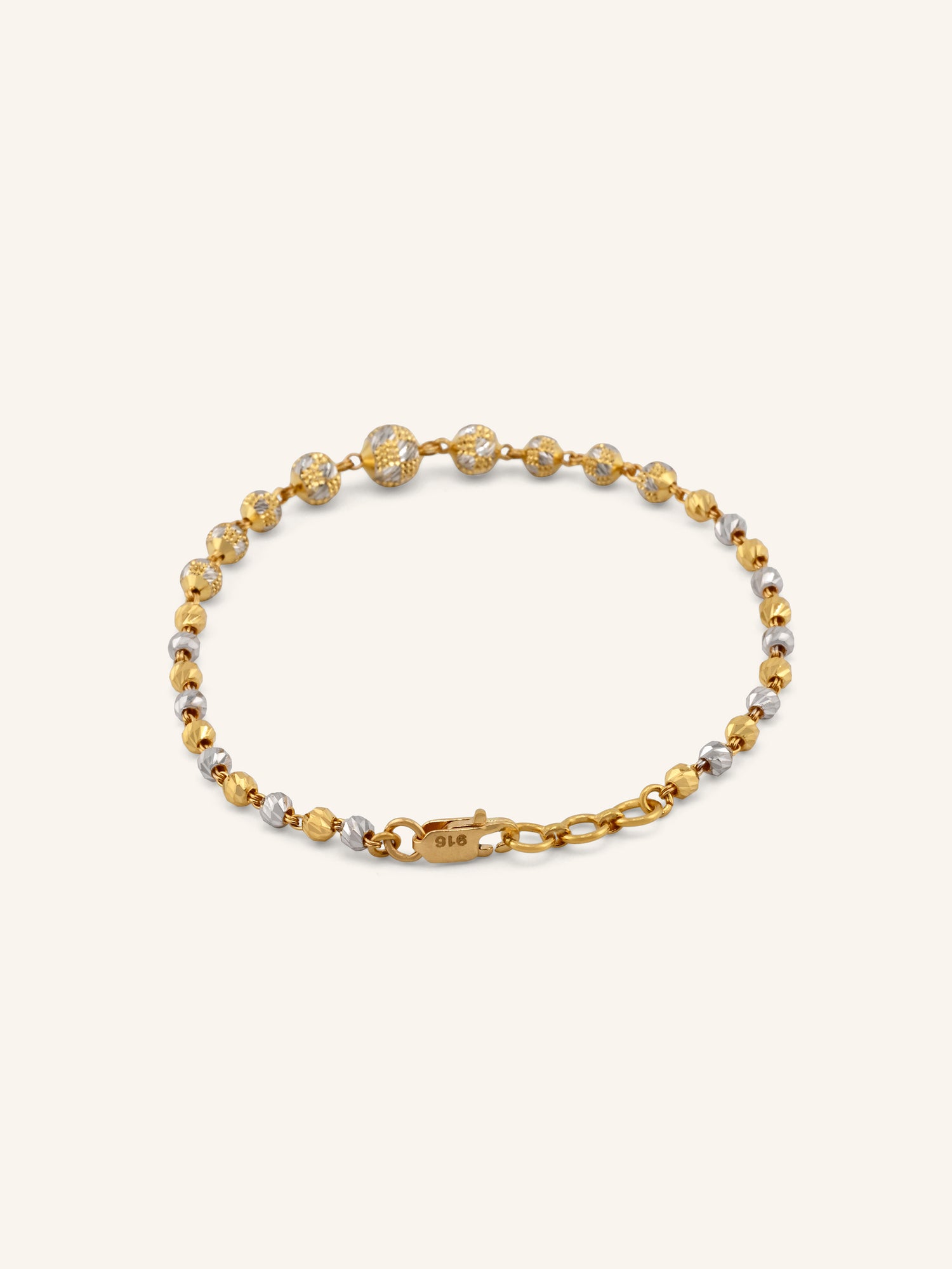 22ct Gold Two Tone Ball Bracelet