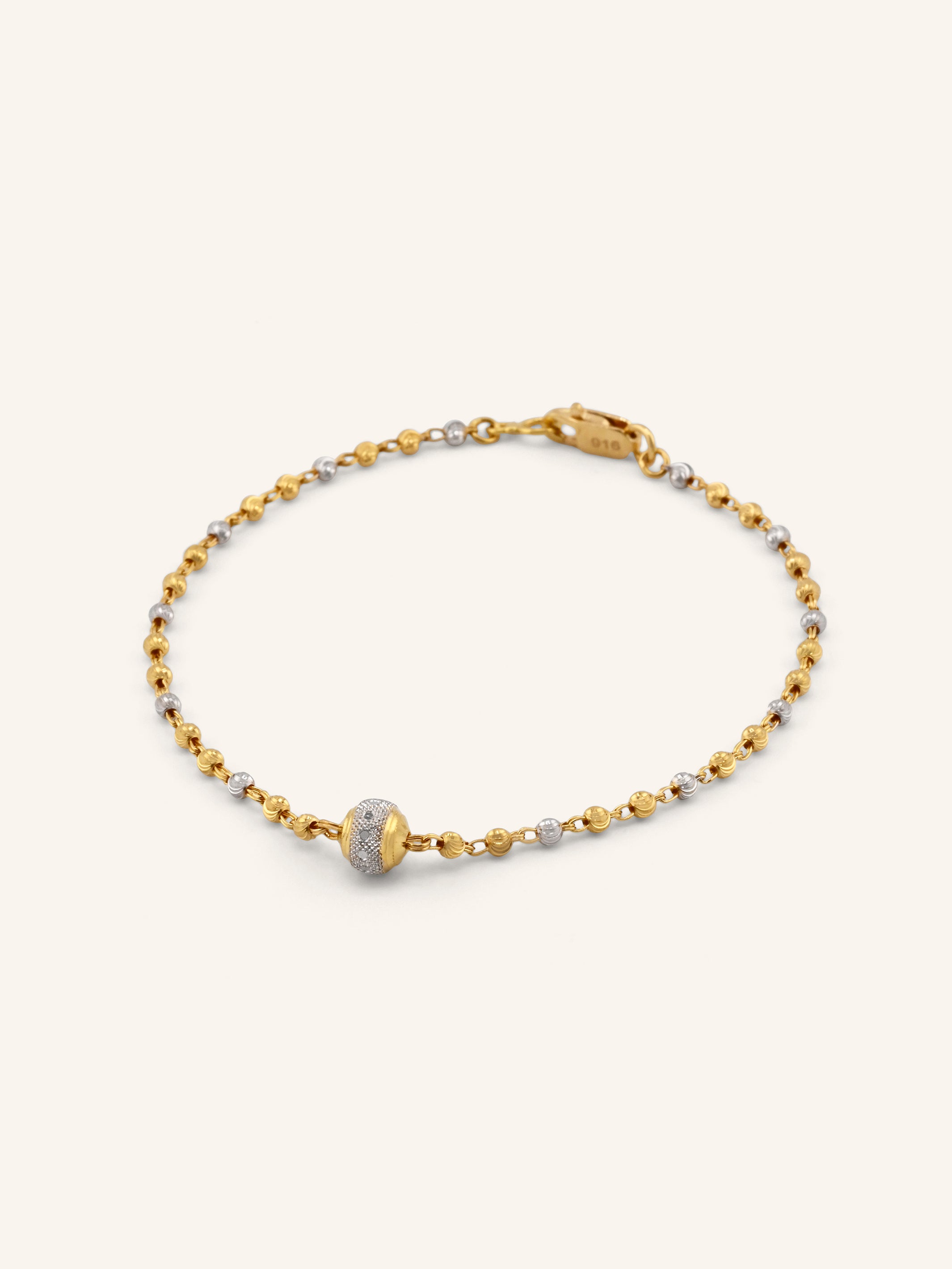 22ct Gold Two Tone Ball Bracelet