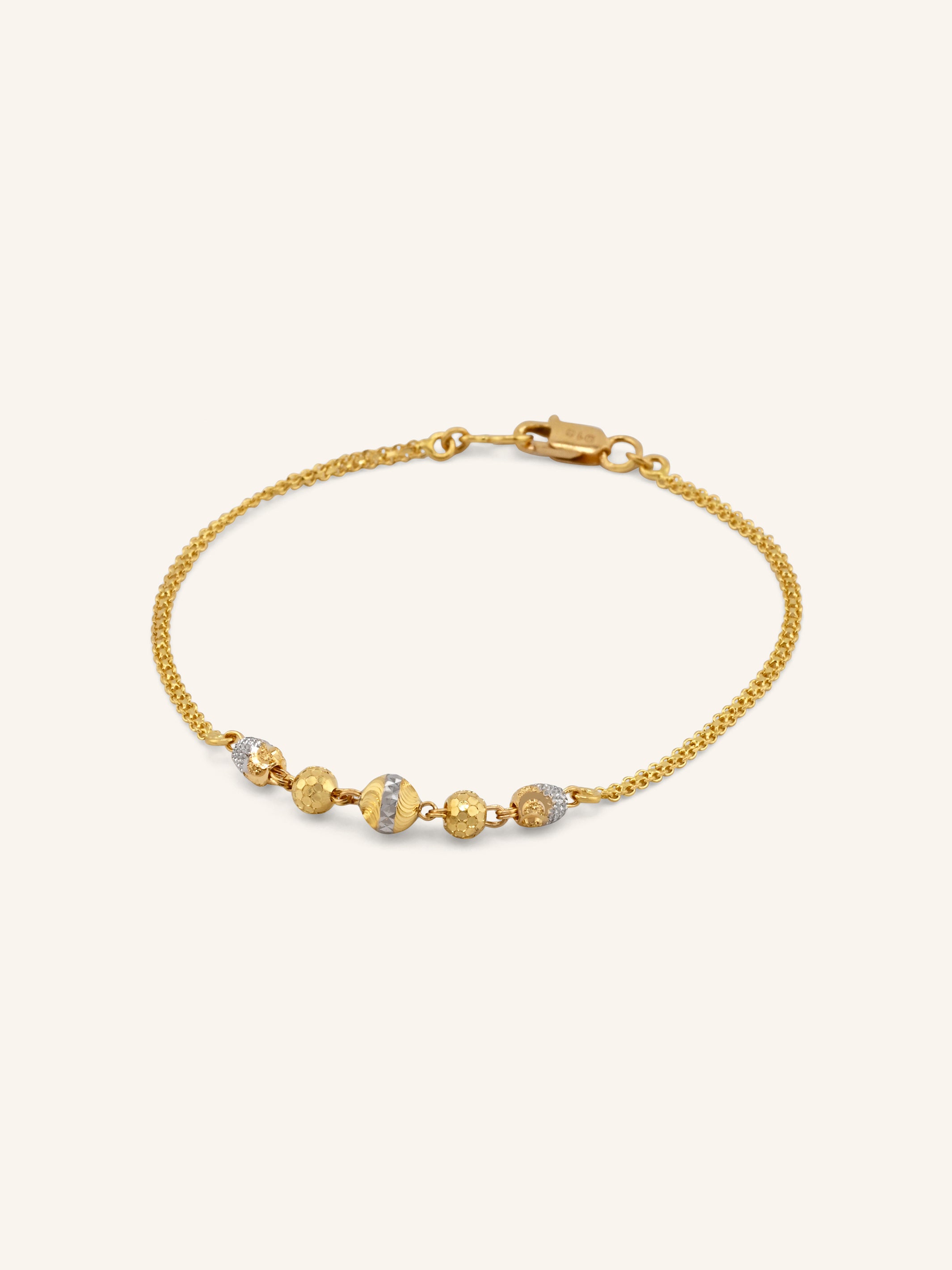 22ct Gold Two Tone Ball Bracelet