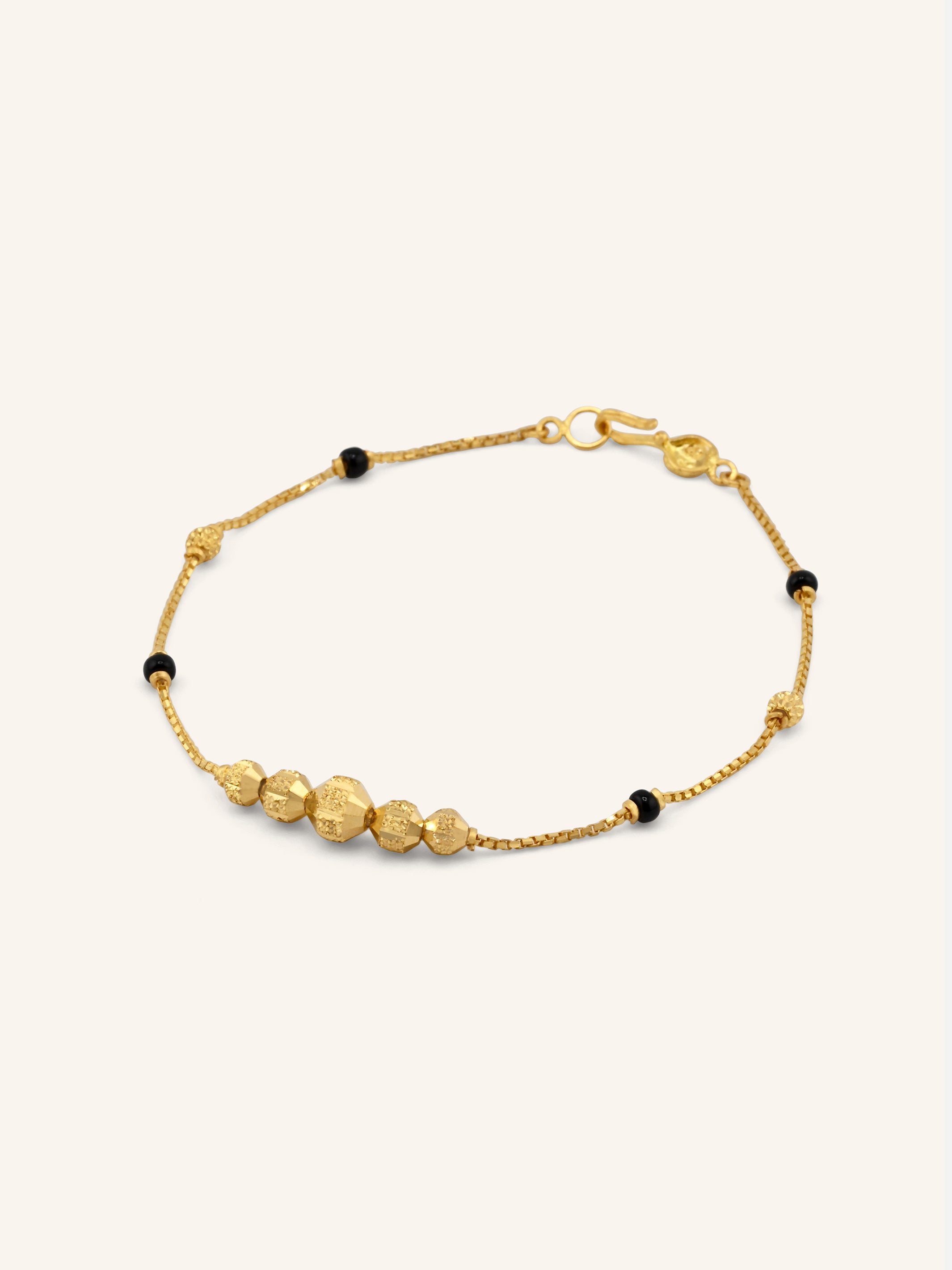 22ct Gold Black Beads Ball Bracelet
