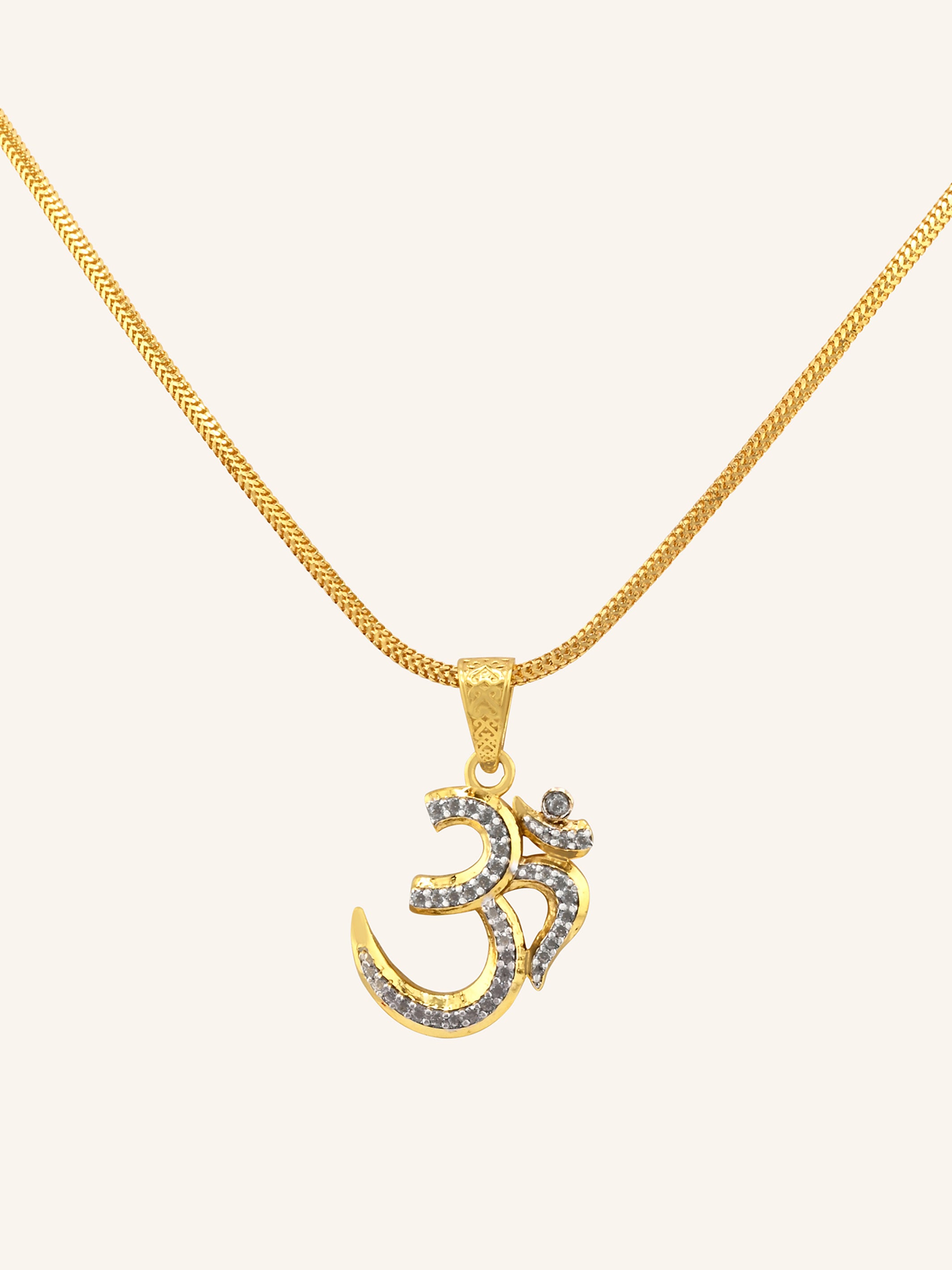 22ct Gold Om CZ Pendant