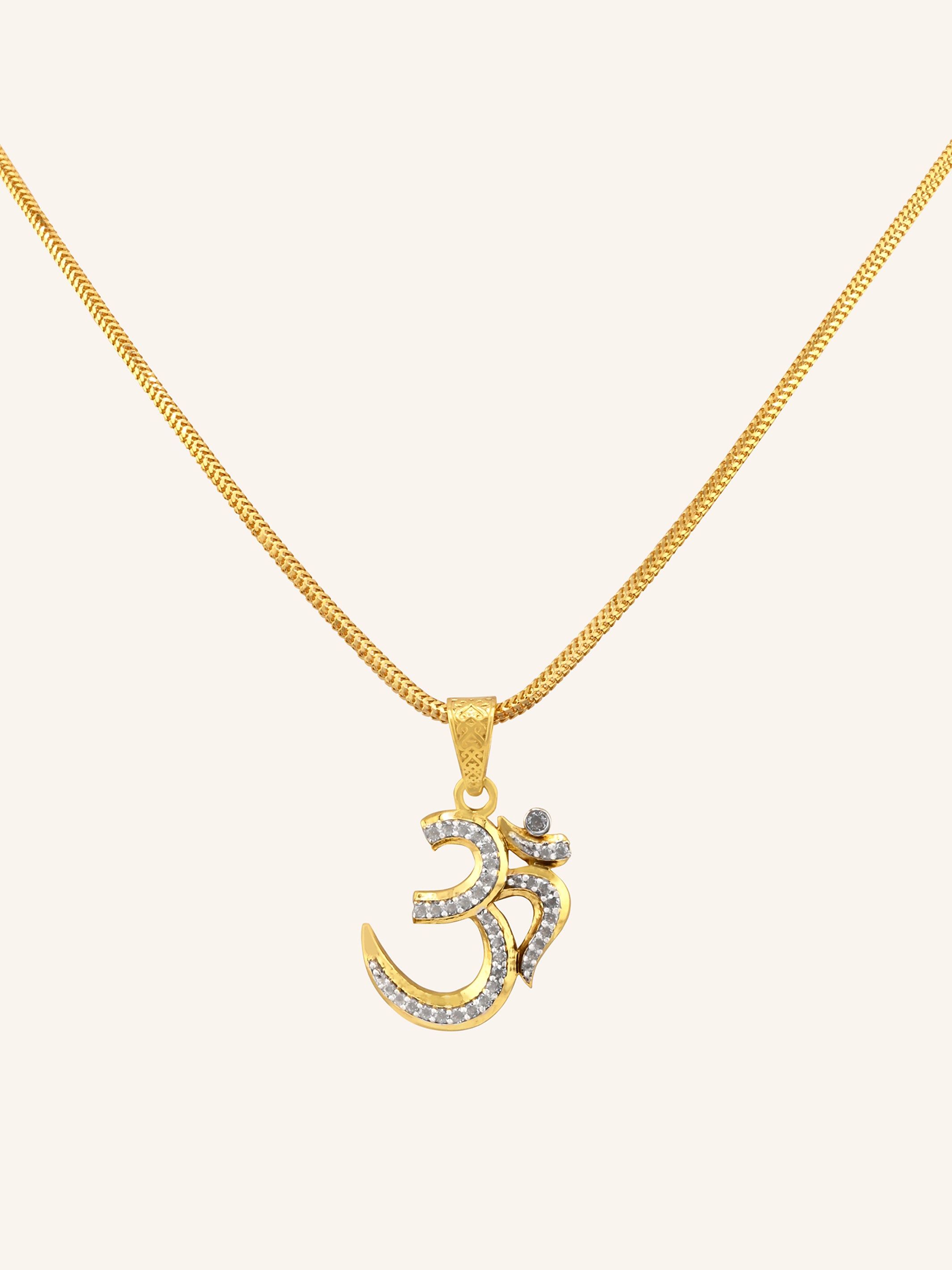 22ct Gold Om CZ Pendant