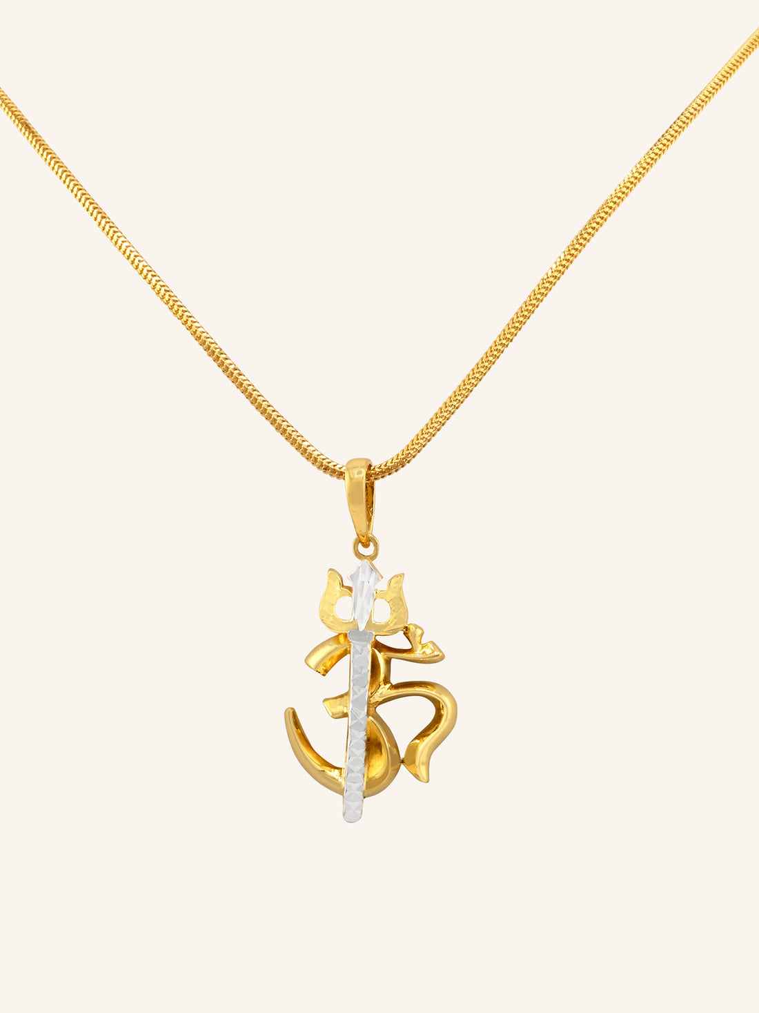 22ct Gold Two Tone Om Trishul Pendant