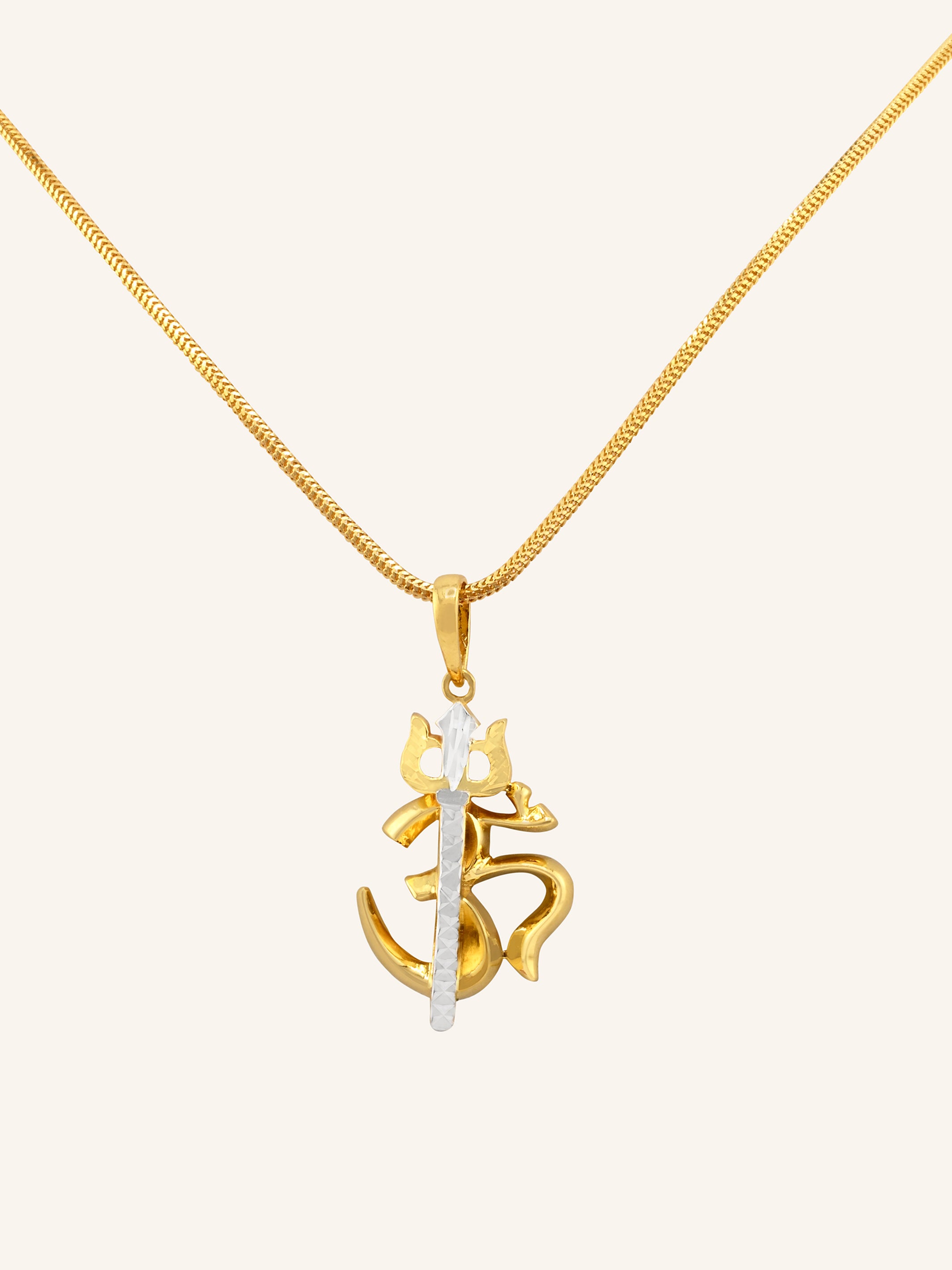 22ct Gold Two Tone Om Trishul Pendant