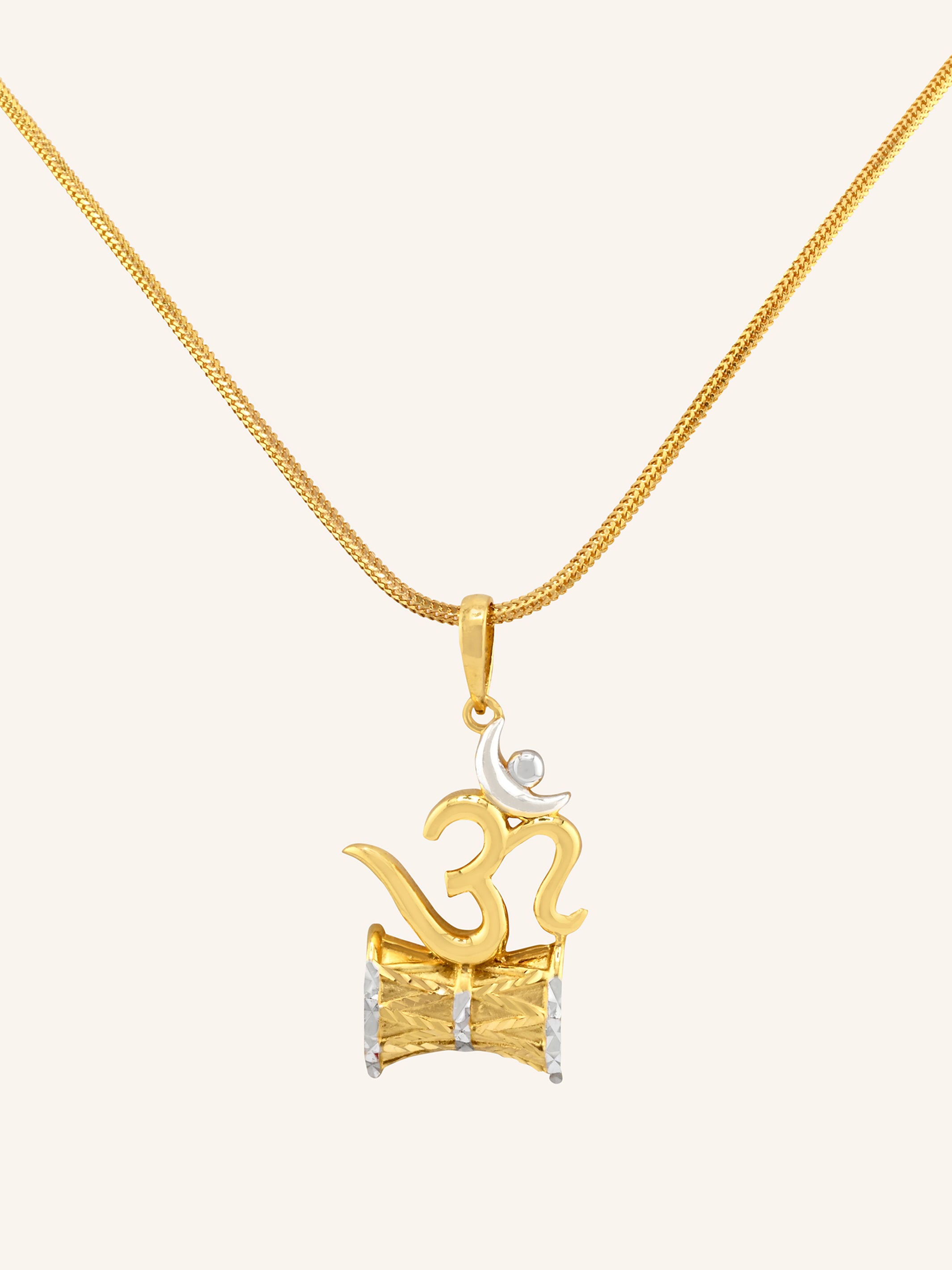 22ct Gold Two Tone Om Damru Pendant