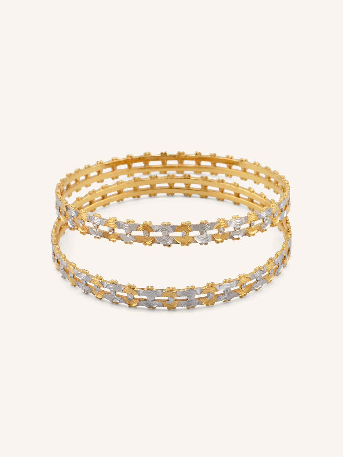 22ct Gold Two Tone Cut Work 2 Piece Bangle