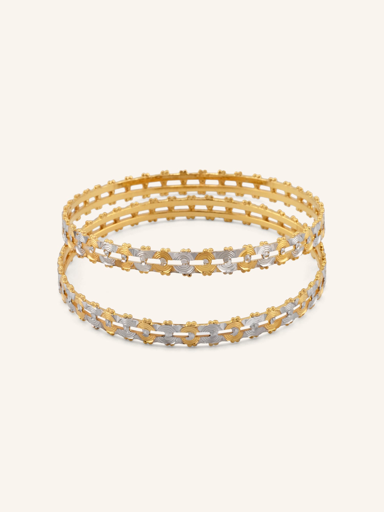 22ct Gold Two Tone Cut Work 2 Piece Bangle
