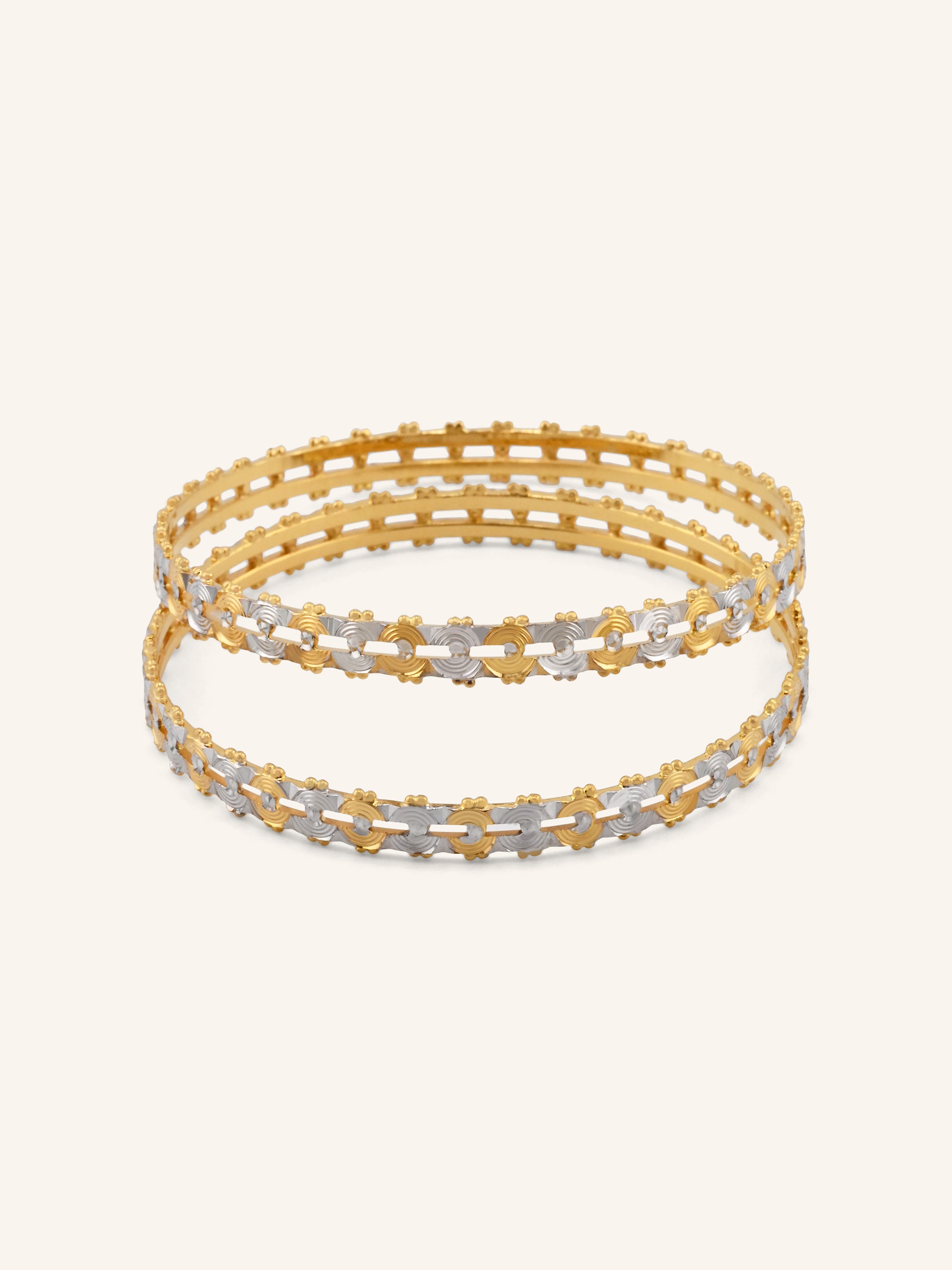 22ct Gold Two Tone Cut Work 2 Piece Bangle
