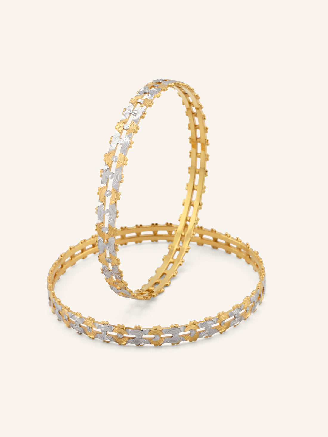 22ct Gold Two Tone Cut Work 2 Piece Bangle