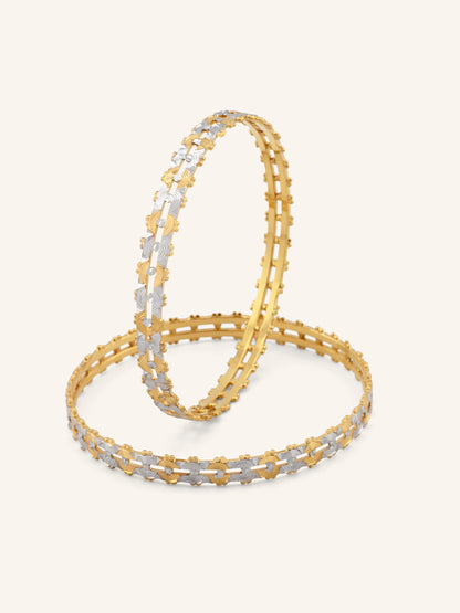 22ct Gold Two Tone Cut Work 2 Piece Bangle