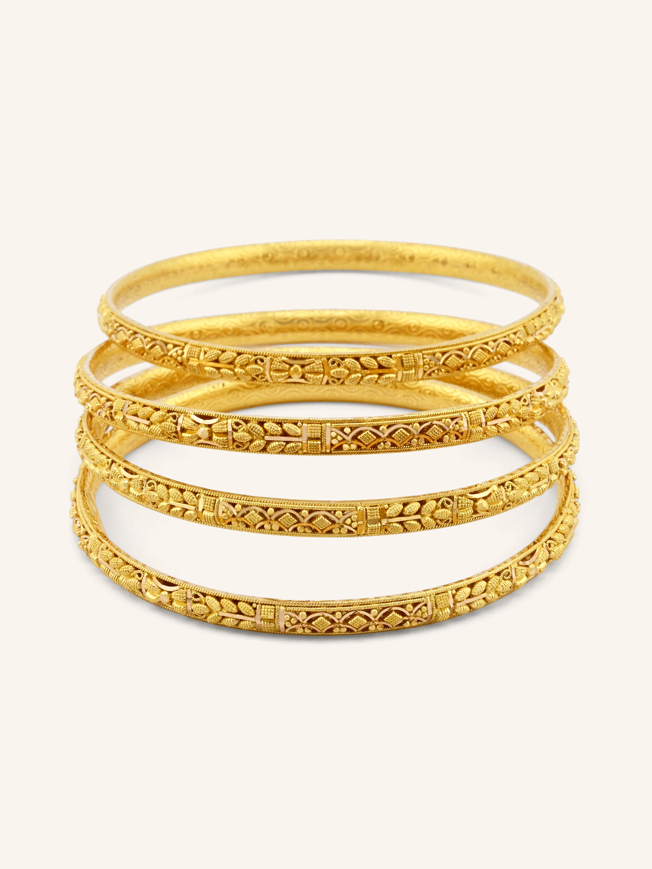 Classic 22ct Gold Filigree 4 Piece Bangles