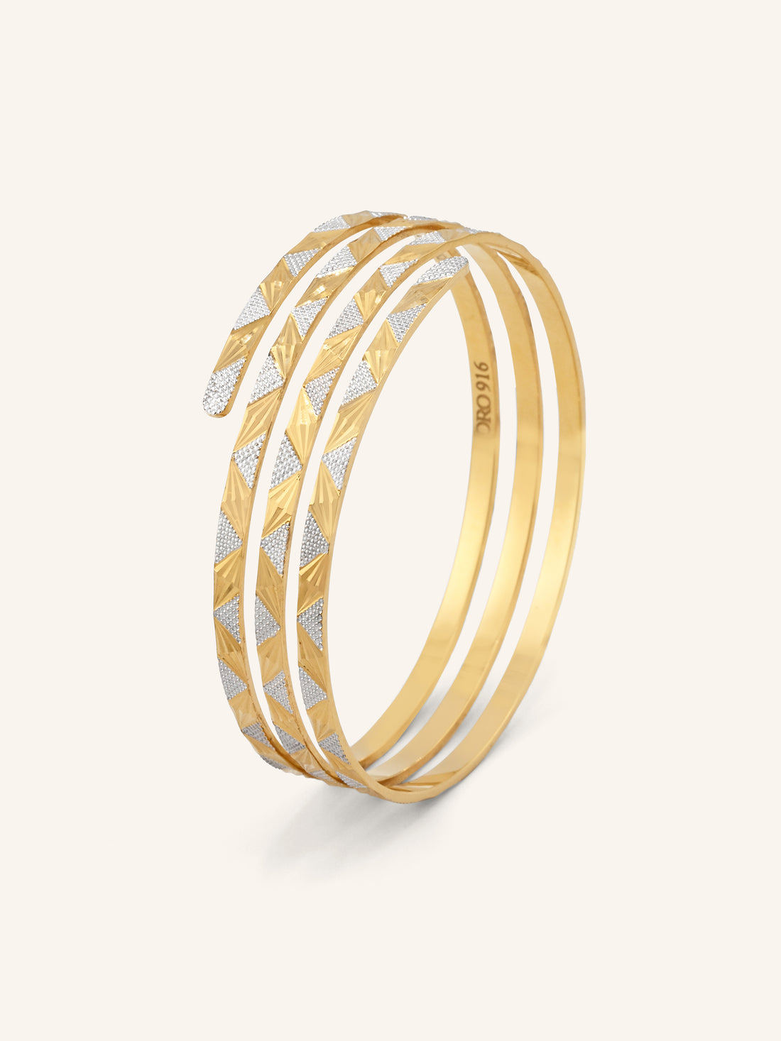 22ct Gold Two Tone Spiral Bangle