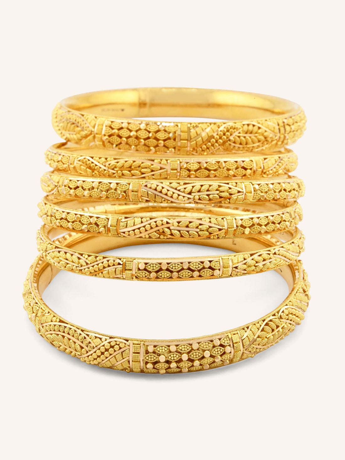 22ct Gold Filigree 6 Piece Bangles