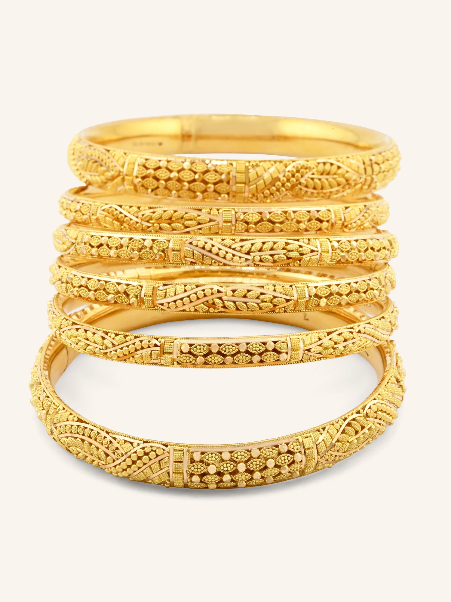 22ct Gold Filigree 6 Piece Bangles