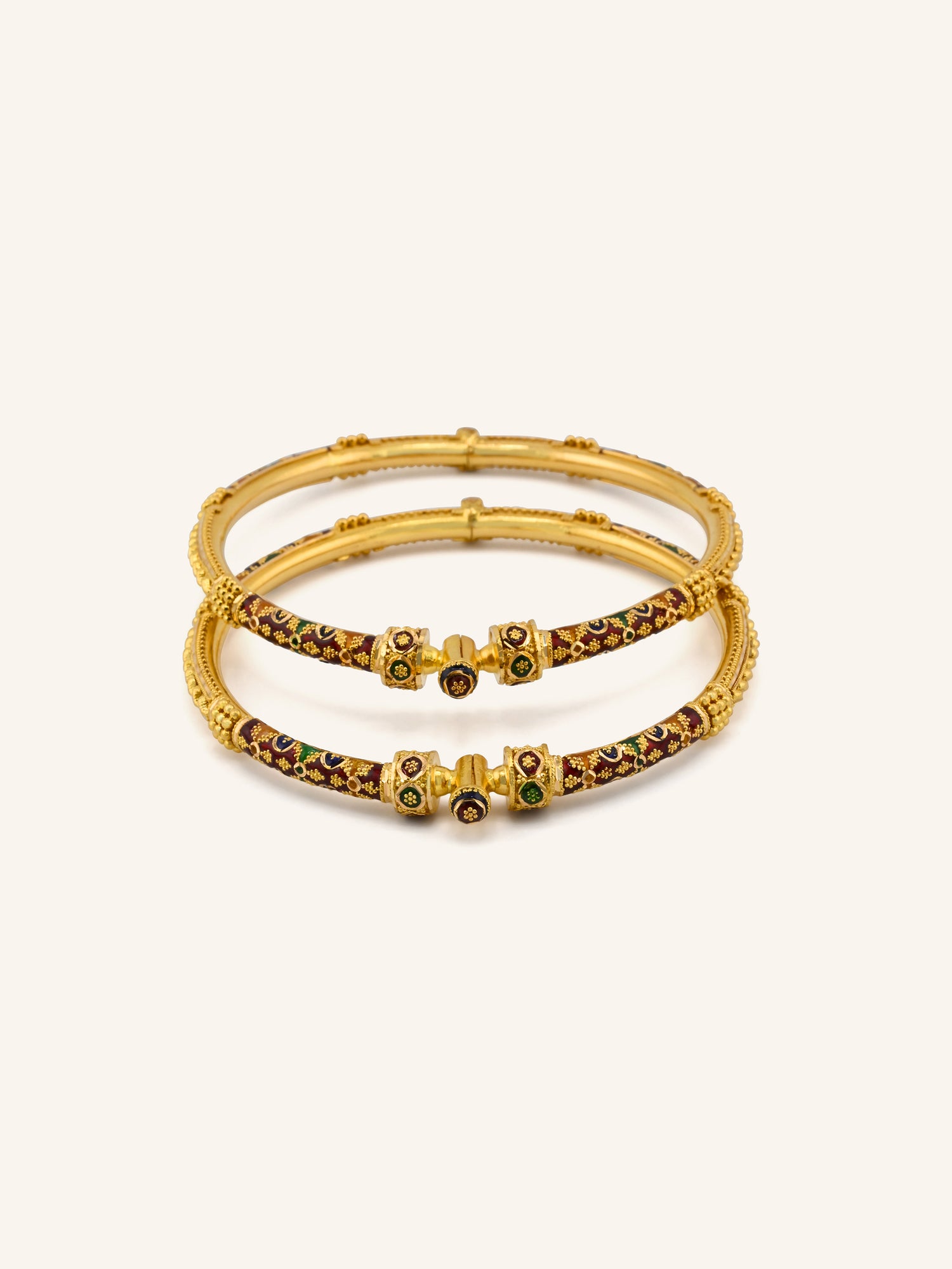 22ct Gold Minakari Screw Pair Bangle