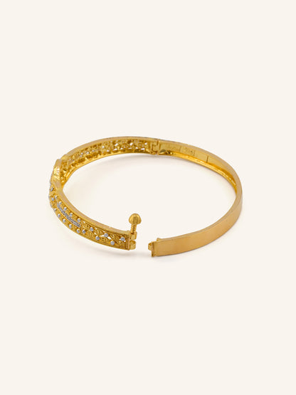 22ct Gold Two Tone Filigree 1 Piece Screw Bangle