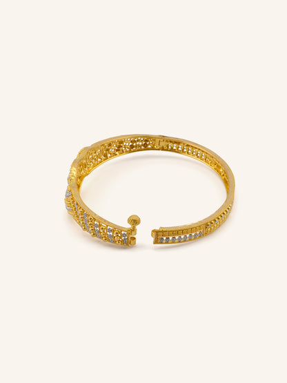 22ct Gold Two Tone Filigree 1 Piece Screw Bangle