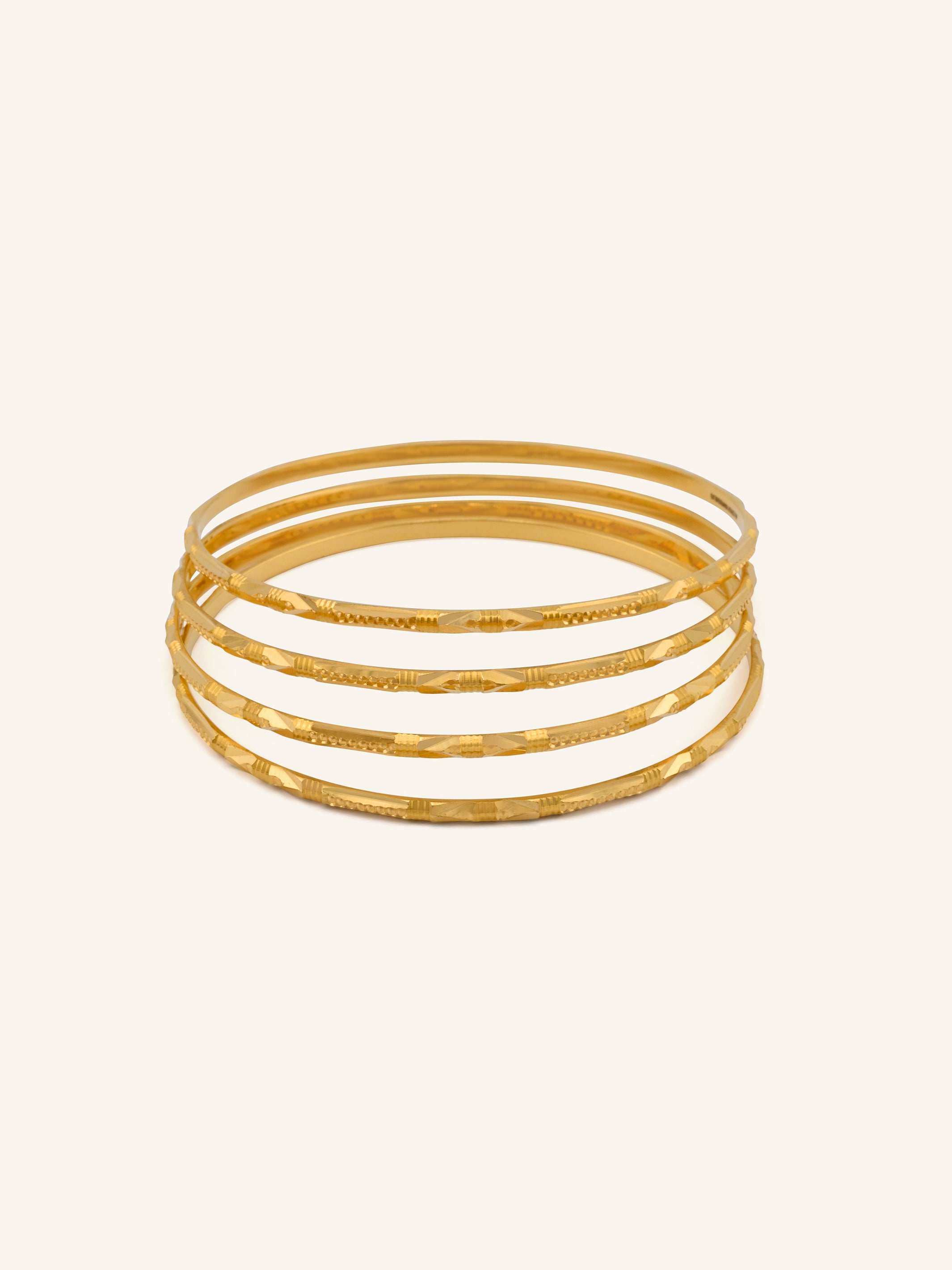 22ct Gold 4 Piece Solid Bangles
