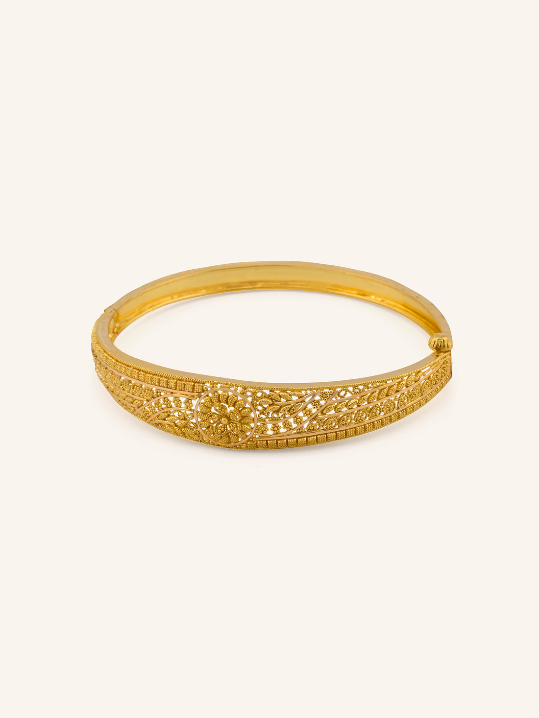 22ct Gold Filigree 1 Piece Screw Bangle