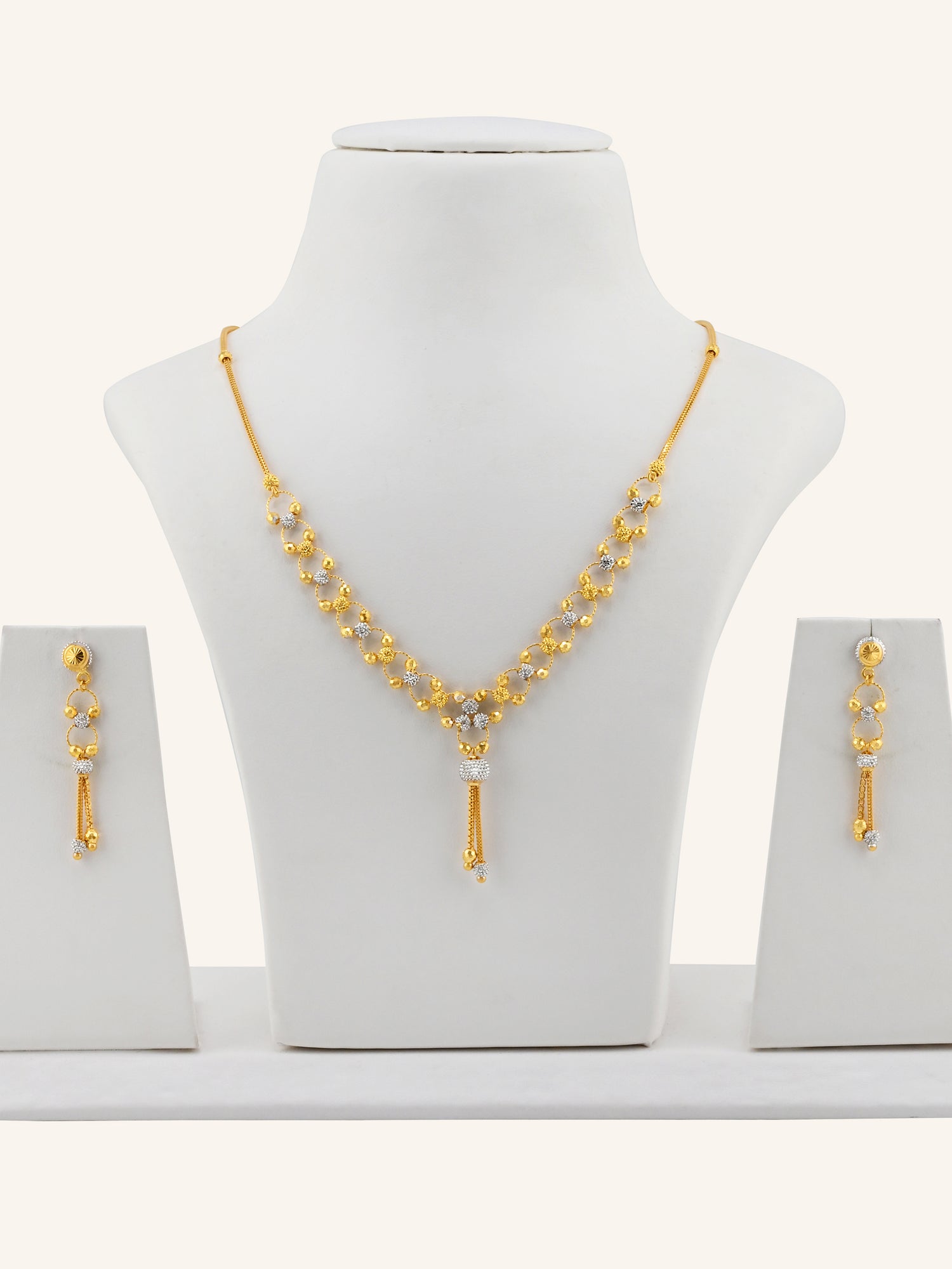22ct Gold Two-Tone Ball Necklace Set