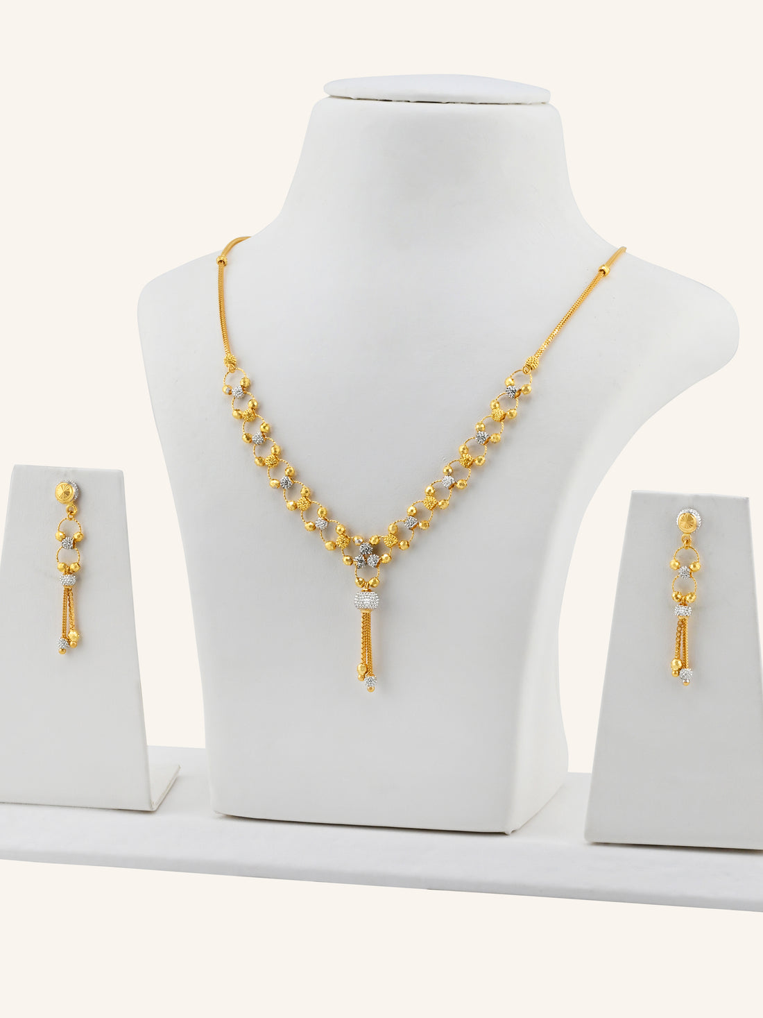 22ct Gold Two-Tone Ball Necklace Set