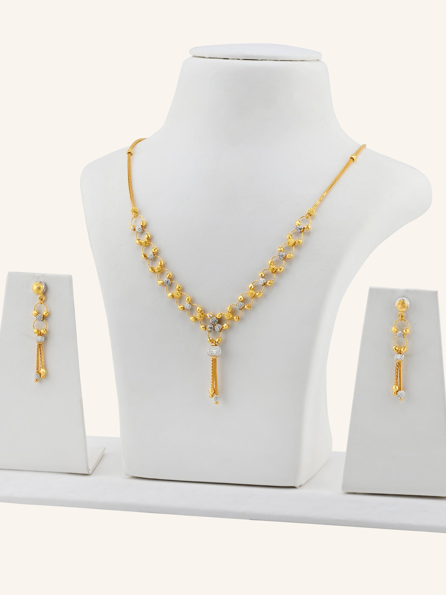22ct Gold Two-Tone Ball Necklace Set