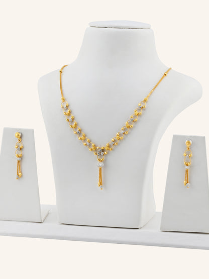 22ct Gold Two-Tone Ball Necklace Set