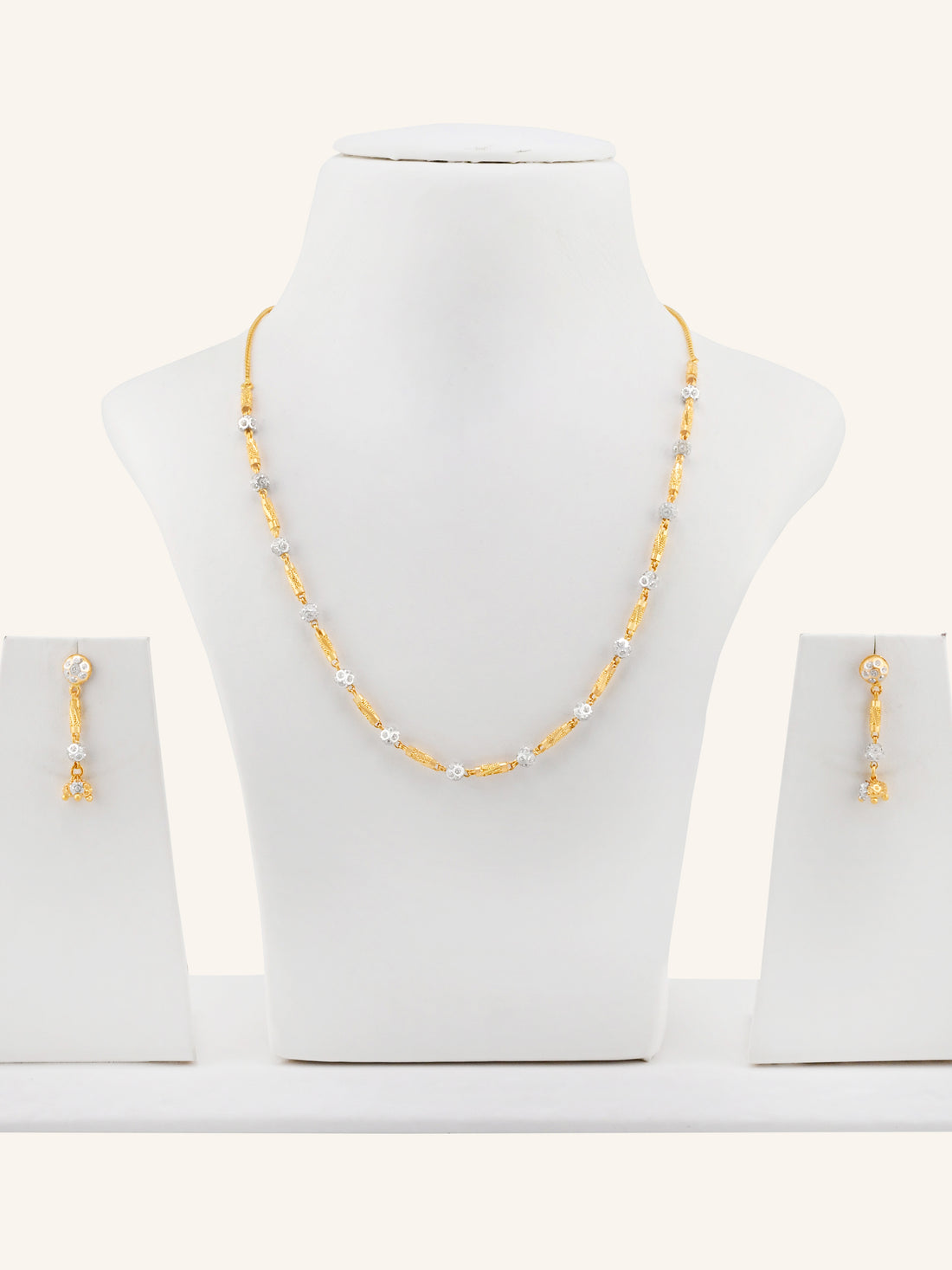 22ct Gold Two-Tone Ball Necklace Set