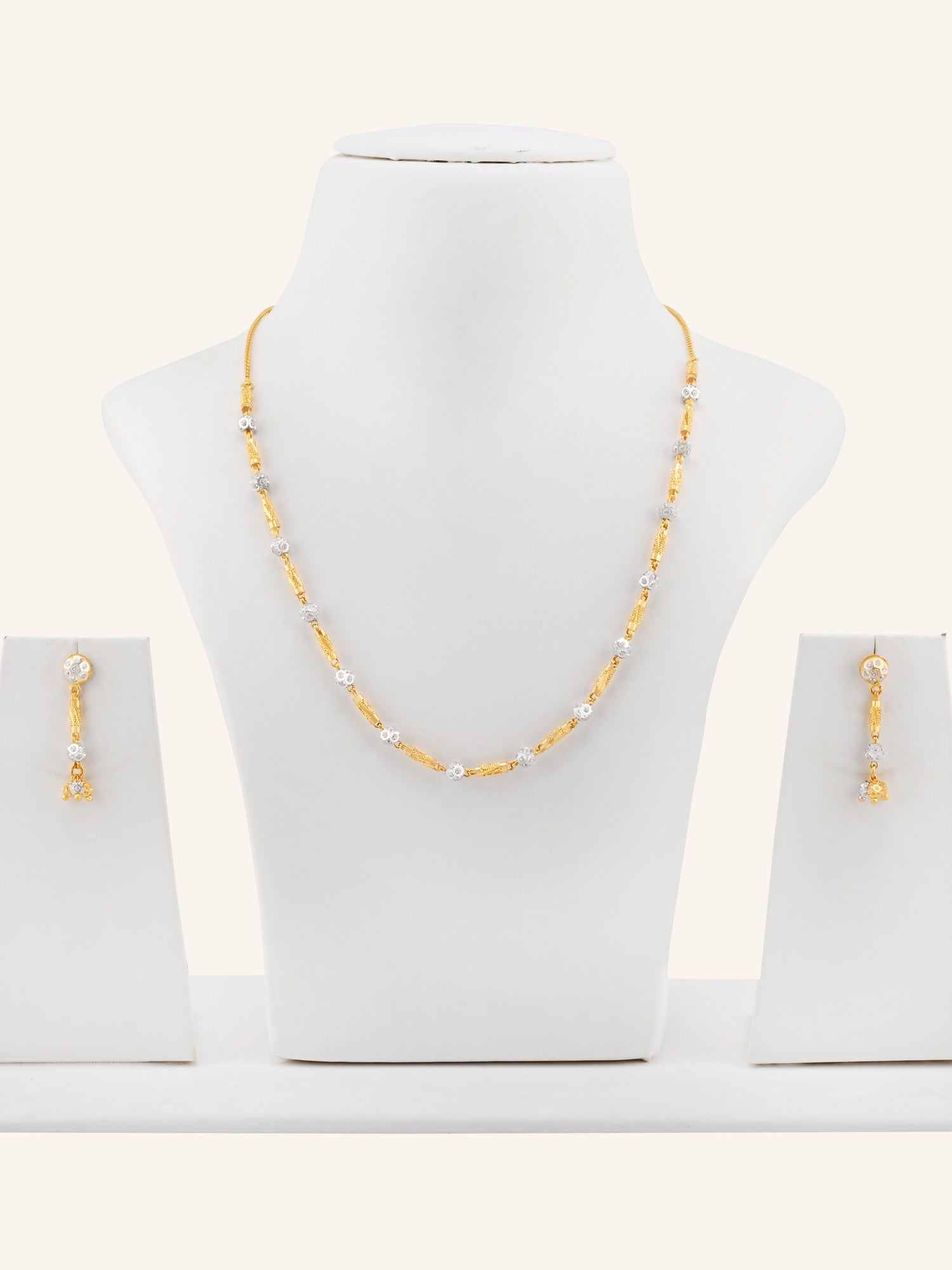 22ct Gold Two-Tone Ball Necklace Set