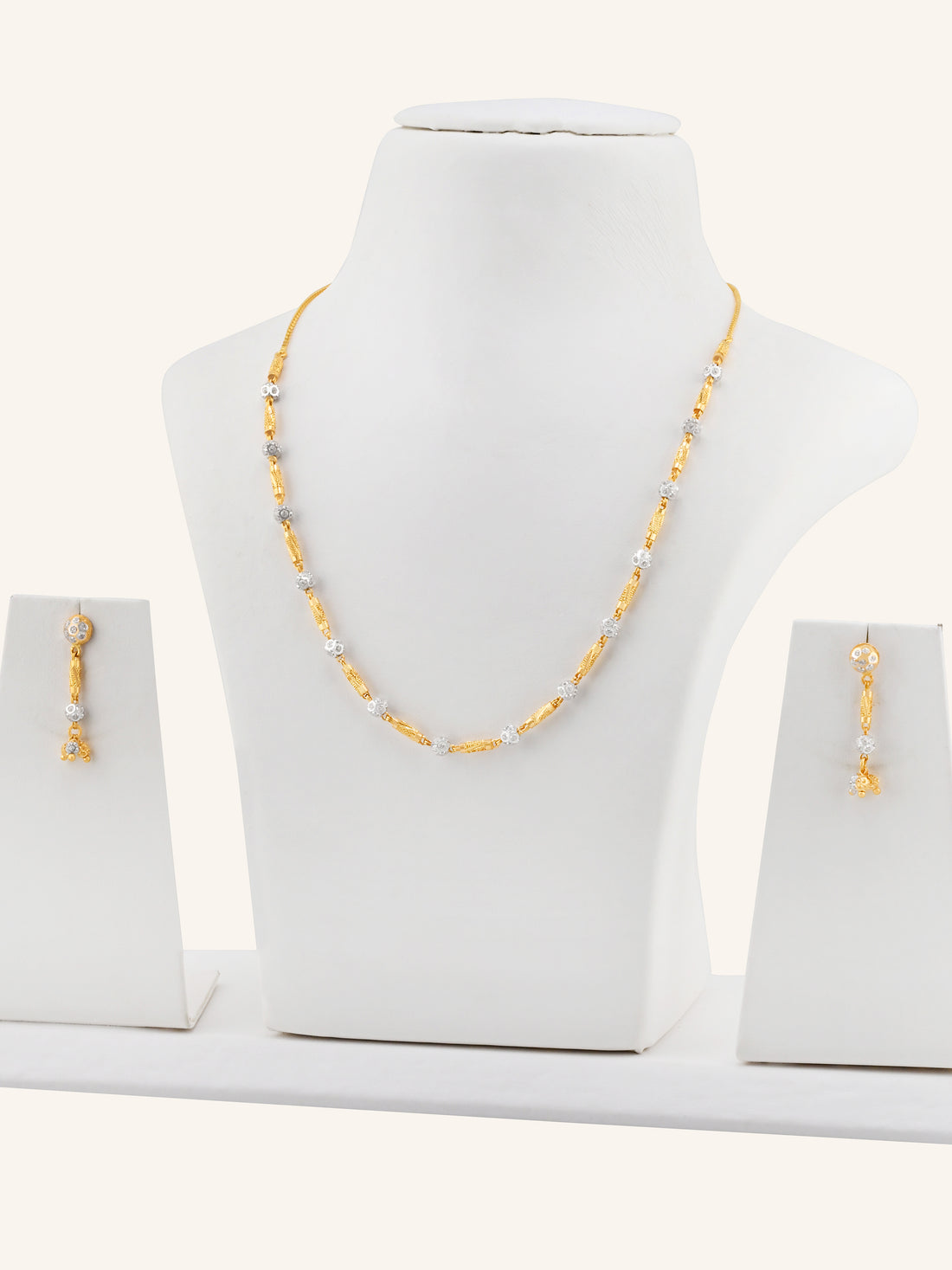 22ct Gold Two-Tone Ball Necklace Set